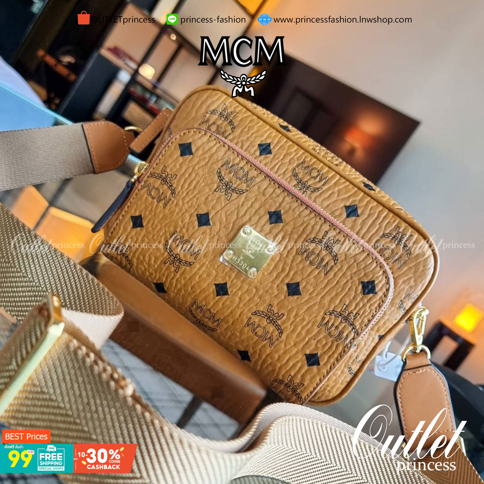 M.C.M KLASSIK CROSSBODY BAG สาวกเอ็มซีเอ็มต้องมีน้า!! หนุ่มๆเค้าสะพายกัน!! กระเป๋าสะพายข้างทรงครอสบอดี้ ที่ดาราใช้กันเพียบ!! รุ่นนี้หนุ่มๆสะพายหรือสาวๆก็สะพายได้น้า ขนาดกำลังดี วัสดุหนังแคนวาสคุณภาพดี มีช่องหลัก 2 ช่อง เปิด-ปิดด้วยซิป ด้านหลังมีช่องย่อยอี