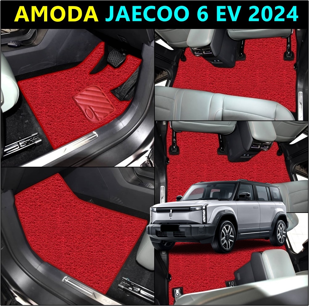 พรมปูพื้นรถยนต์ AMODA JAECOO 6 EV 2024 พรมดักฝุ่นในรถยนต์ โอโมดา เจคู ใยไวนิล เย็บขอบ เข้ารูป 3ชิ้น