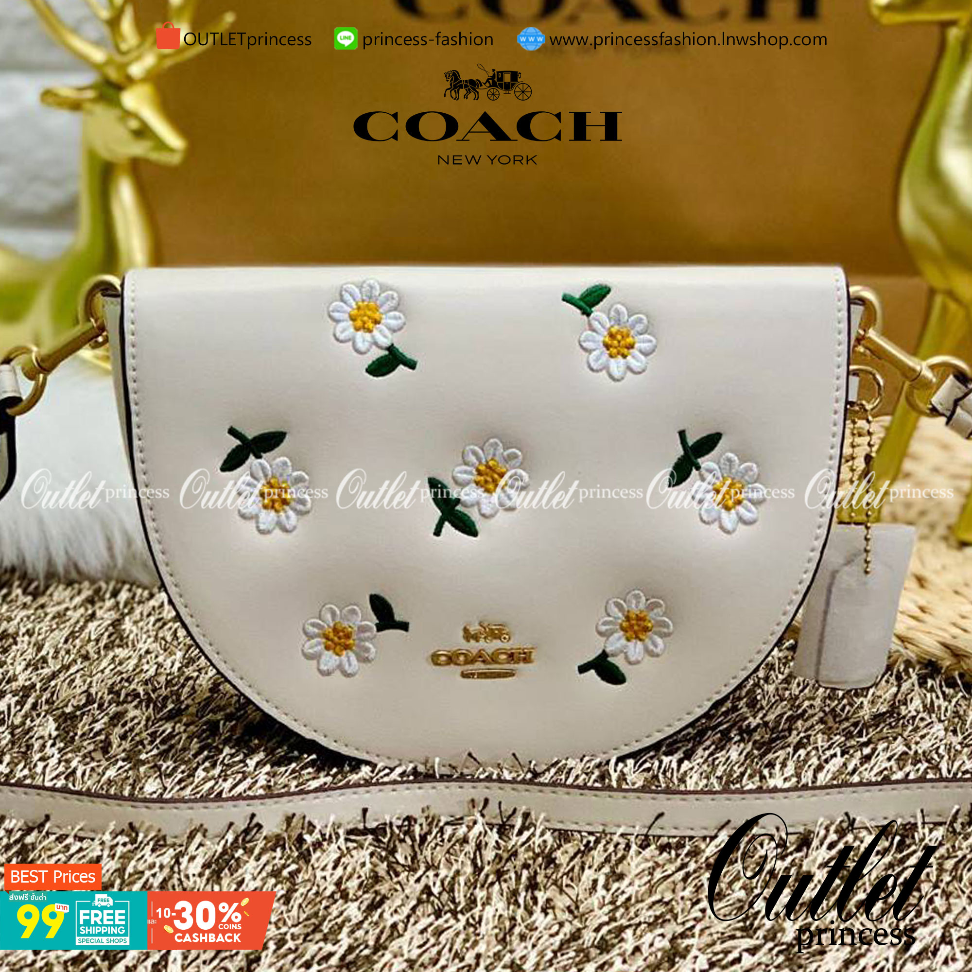 ใหม่ล่าสุด สวยก่อนใครแน่นอนค่า😘COACH ELLEN CROSSBODY WITH DAISY EMBROIDERY((C2863)) 💐พร้อมส่งจำนวนจำกัดค่ะ! กระเป๋าสะพายแบบครอสบอดี้ร์ หนังแท้นิ่มอย่างดีค่ะ 💐ด้านหน้าปักดอกซี่ความหมายดีๆ ละมุนสวยงามมากๆค่ะ เปิดปิดกระเป๋าแบบแม่เหล็ก