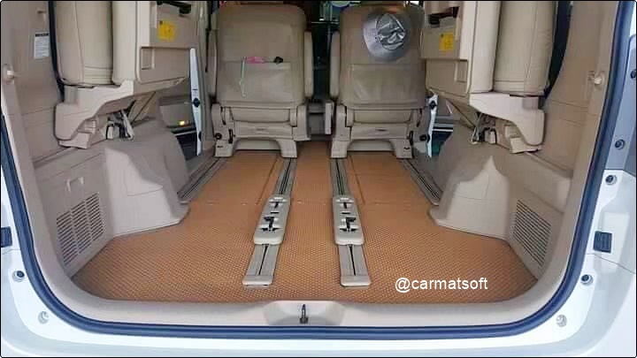 พรมกระดุมเม็ดเล็กรีดขอบTOYOTA VELLFIRE 2008-14 สีชามัวร์ สวยงาม ทนทาน เข้ารูป เต็มคัน