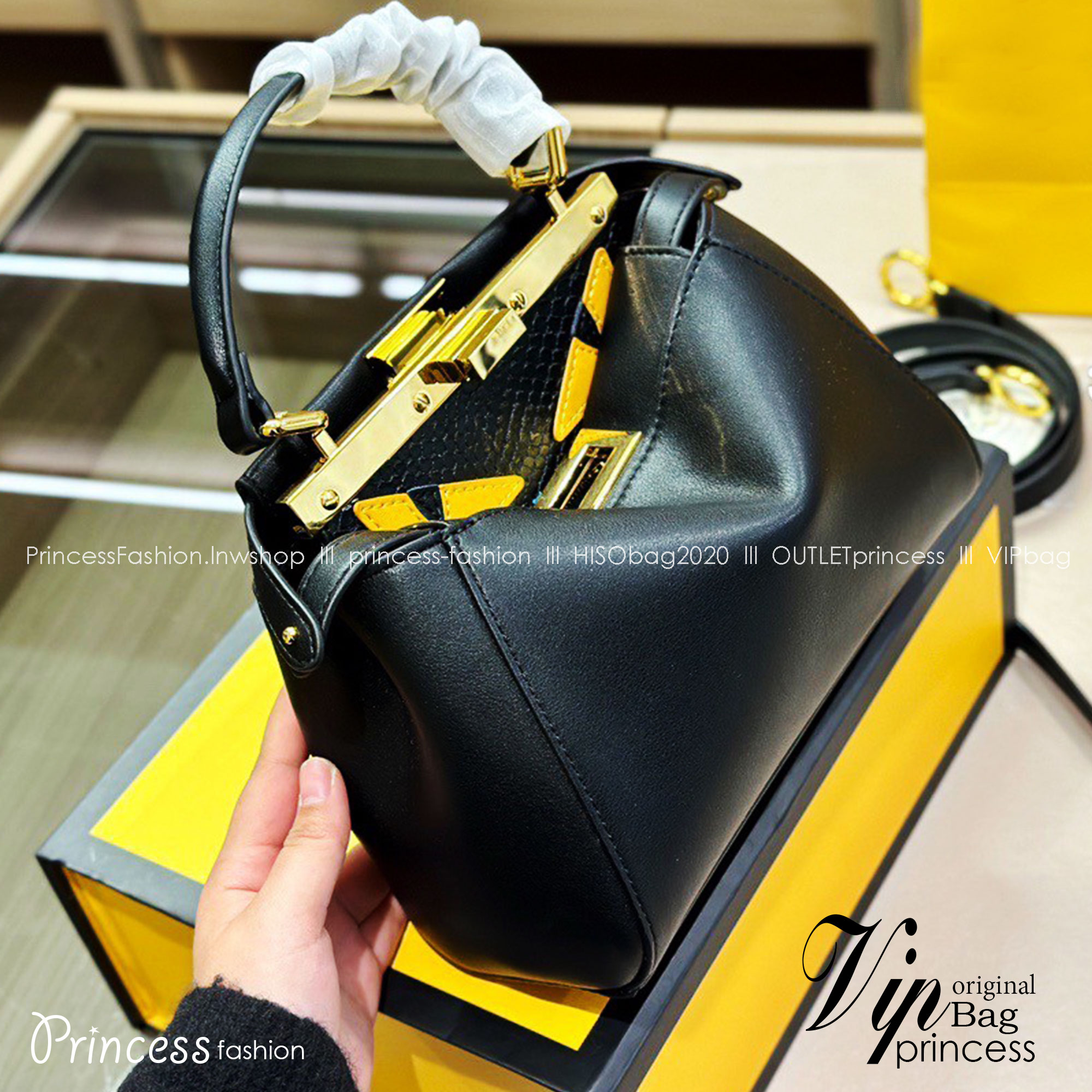 Fendi peekaboo Monster handle bag 9" กระเป๋ายอดนิยมของแบรนด์ ดีไซน์สวยเรียบหรูแฝงด้วยความเก๋ มาพร้อมสายยาว