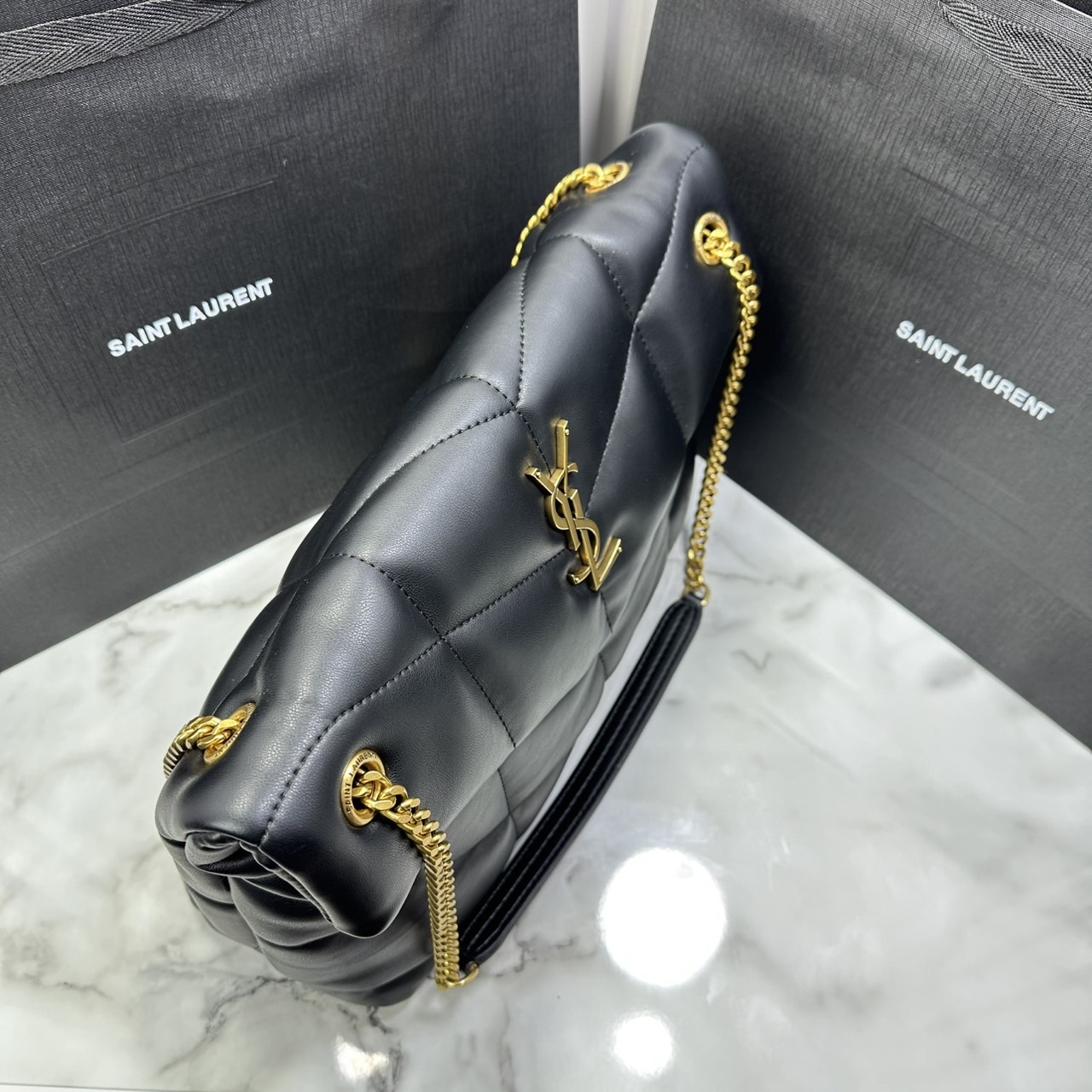 ORI หนังแท้ | 32cm YSL PUFFER Medium in Nappa leather กระเป๋าสะพายรุ่นยอดนิยม ทรงสวย ใช้ได้บ่อยไม่มีเบื่อ วัสดุหนังสัมผัสนิ่มมือ ดีไซน์เรียบหรู ดูแพง สะพายได้หลากหลาย