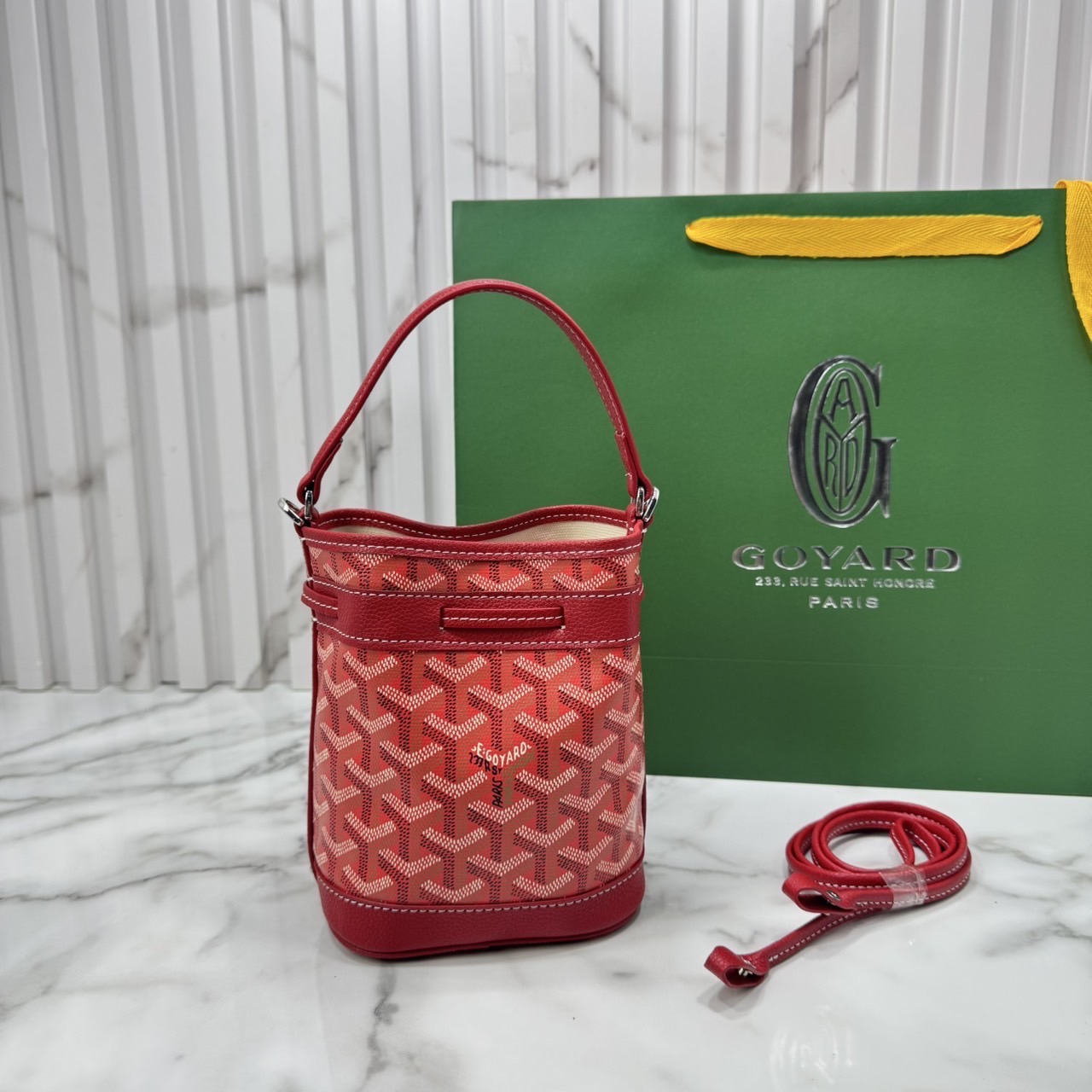 RI หนังแท้ | Goyard Petit Flot Mini bucket bag กระเป๋าสะพายทรงบัคเก็ต ไซส์มินิ ดูผู้ดีในตัว วัสดุหนังแคนวาสพิมพ์ลายสวยคม