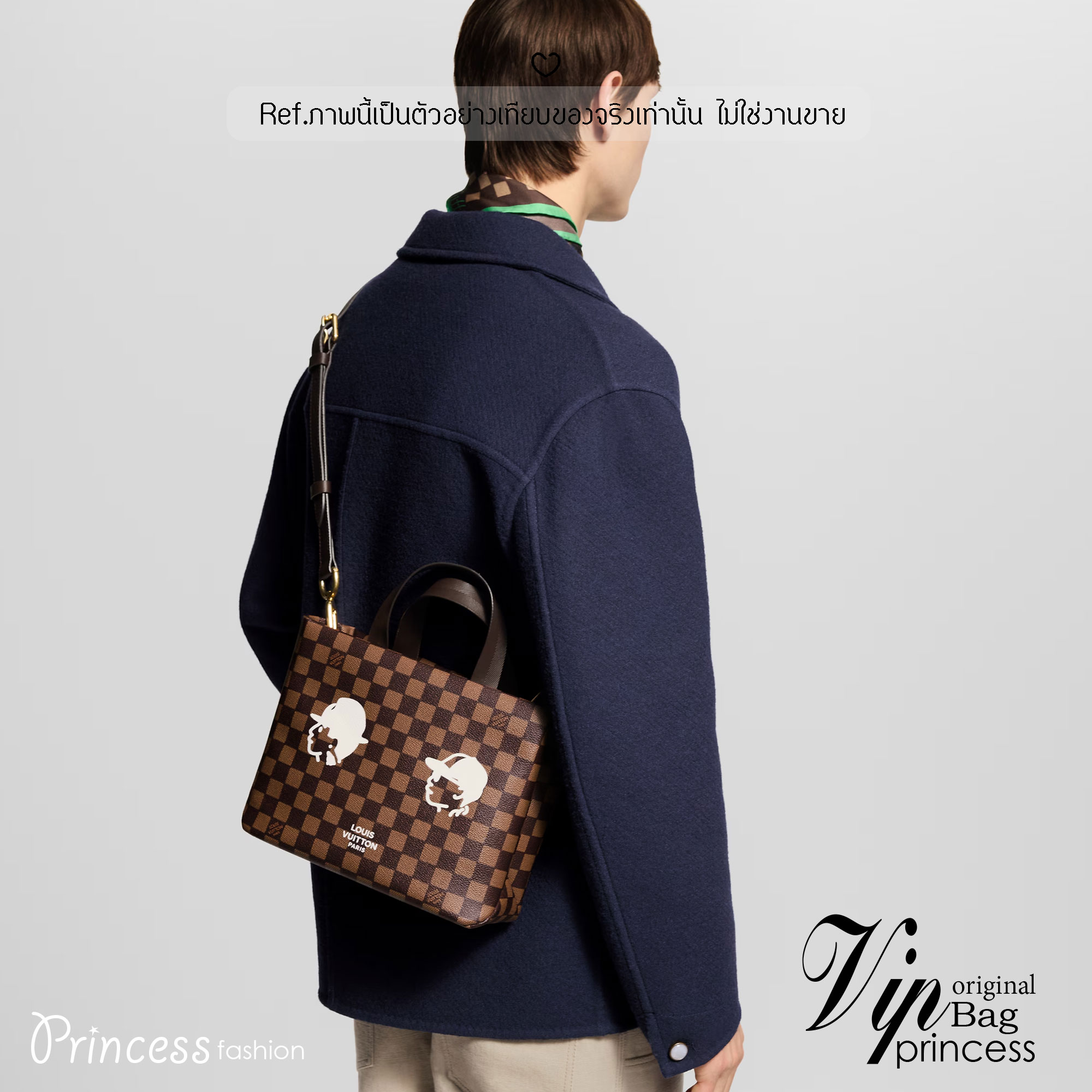 TOP ORI หนังแท้ | LV Mini Shopper Tote Bag Damier Phriendship Canvas กระเป๋าทรงโท้ท ดีไซน์แครี่ออลขนาดเล็กที่ได้แรงบันดาลใจจากดีไซน์กระเป๋าช้อปปิ้งคลาสสิก