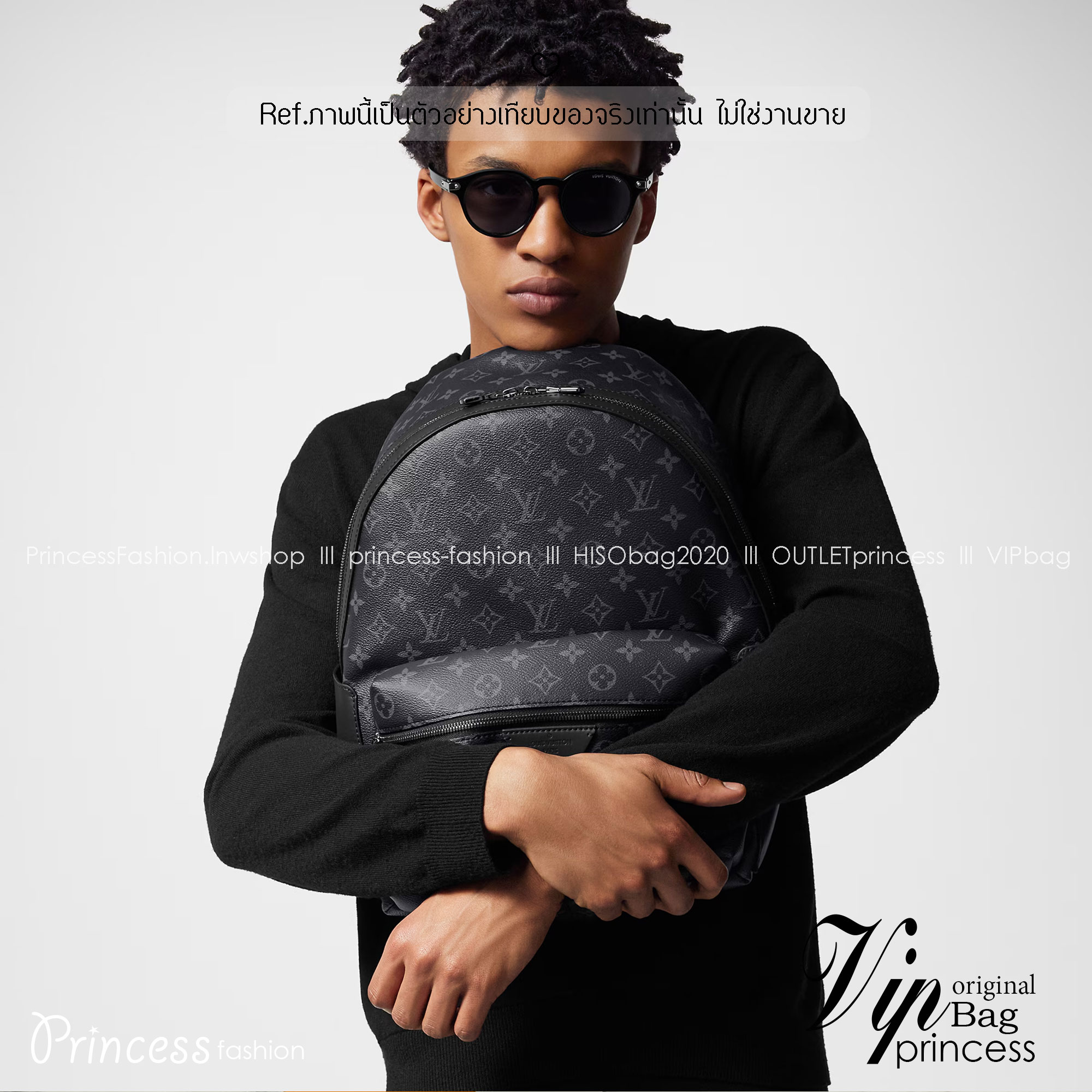 LV Discovery Backpack Turquoise Monogram Eclipse กระเป๋าเป้สะพายหลัง โทนสีใหม่คลาสสิก พื้นลายโมโนแกรมเทาดำตัดสายหนังสีฟ้า Turquoise สดใสสวยงามอย่างลงตัว เติมความมีชีวิตชีวาให้กระเป๋าแสนคลาสสิก