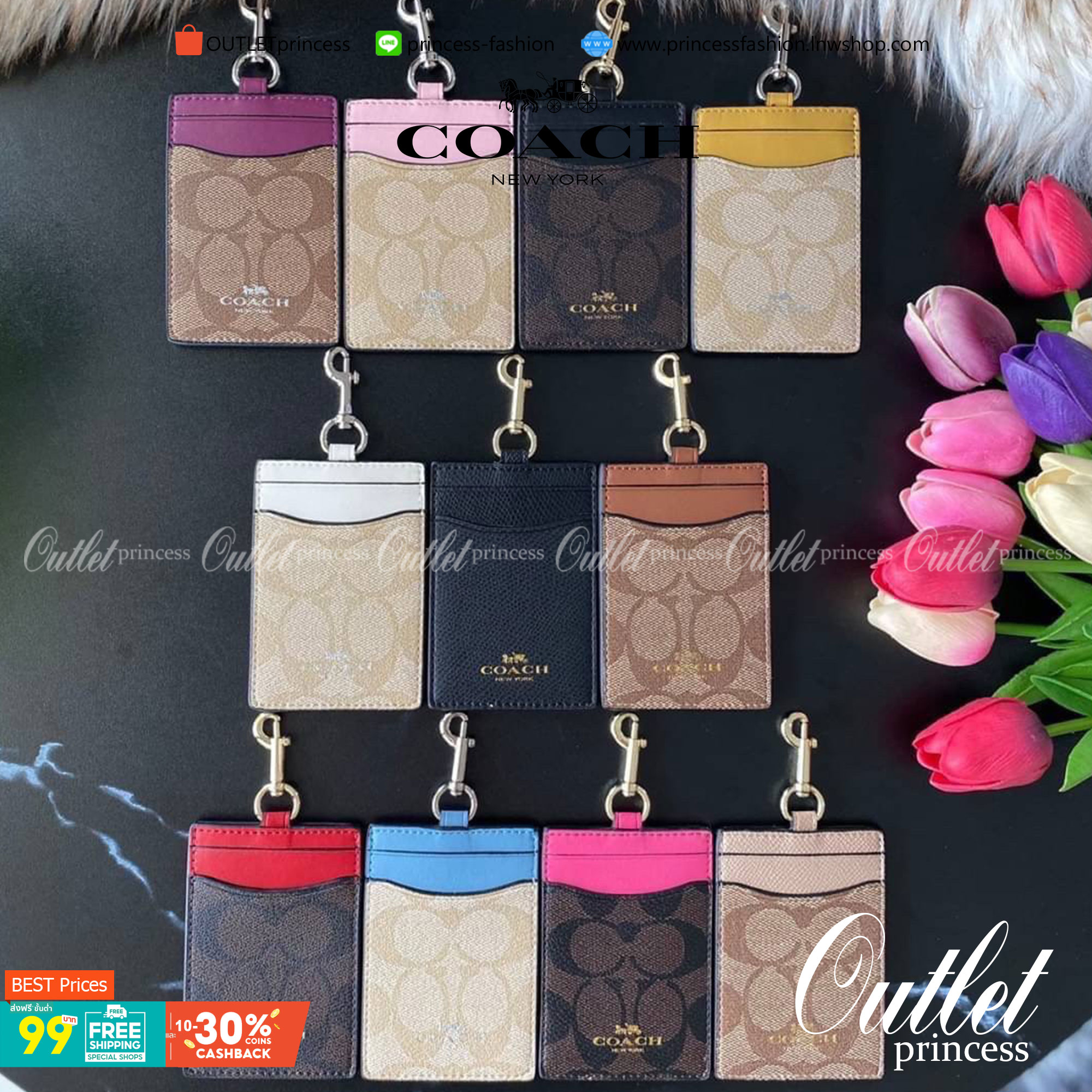 COACH F63274 ID LANYARD IN SIGNATURE COATED CANVAS กระเป๋าใส่บัตรคล้องคอ ลาย C ทั้งใบ ด้านหน้าตกแต่งชื่อแบรนด์ สวยมากกก ใส่บัตรพนักงาน และบัตรต่างๆ มาพร้อมสายคล้องคอ สายถอดออกได้ ตัวกระเป๋ามี 3 ช่องค่ะ