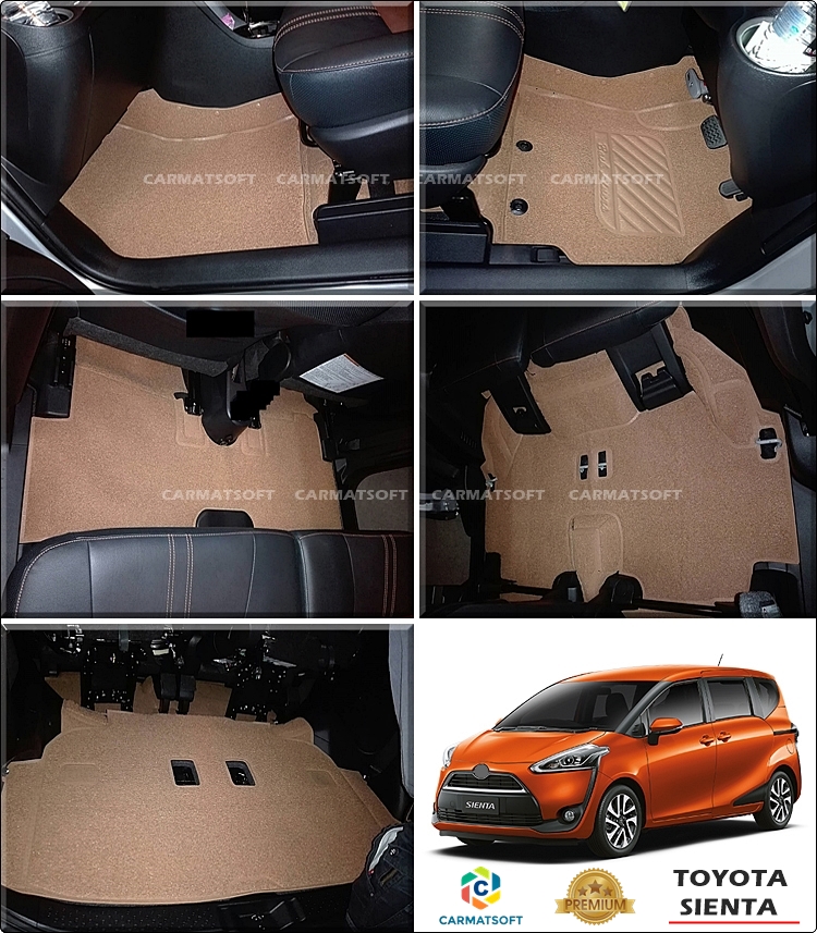 พรมดักฝุ่นไวนิลTOYOTA SIENTA พรมดักฝุ่น โตโยต้า เซียนต้า รีดขอบ สีน้ำตาล เต็มคัน