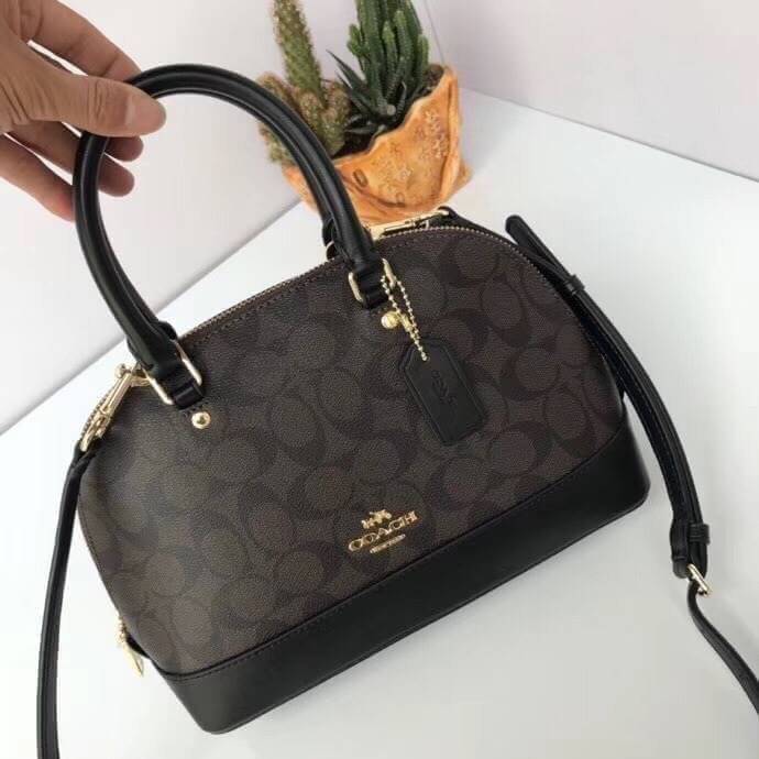 Coach Mini Sierra Signature กระเป๋าถือทรงโดม ภายในกว้างสามารถใส่กระเป๋าเงินเล็ก และมือถือได้ และยังมีช่องซิปเล็ก 1 ช่อง ด้านหลังมีกระเป๋าเล็กเก็บบัตร 1 ช่อง ใครยังไม่มีพลาดไม่ได้แล้วนะคะ