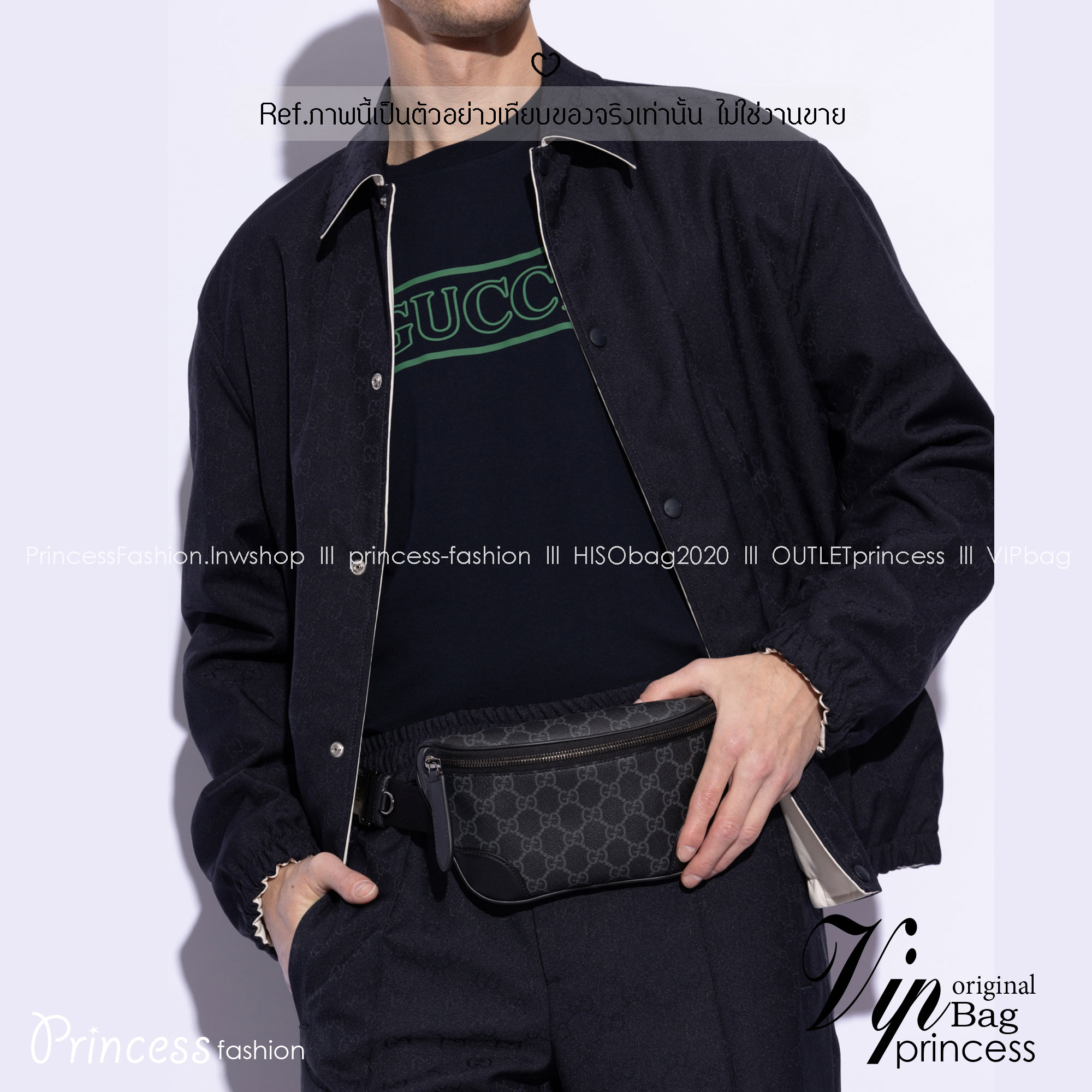 ORI หนังแท้ | GUCCI GG Emblem small belt bag กระเป๋าคาดอก/คาดเอวปรับโฉมใหม่ สวยสง่างาม สปอร์ตและเท่กว่าเดิม แต่ยังคงความคลาสสิค