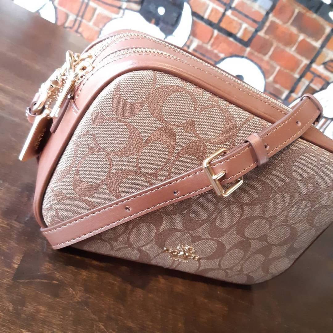 COACH F68168 JES CROSSBODY IN SIGNATURE CANVAS รุ่นยอดฮิต!! กระเป๋าสะพายข้าง รุ่น 2 ซิป ใบใหญ่จุใจ สีคลาสสิคขายดี!!