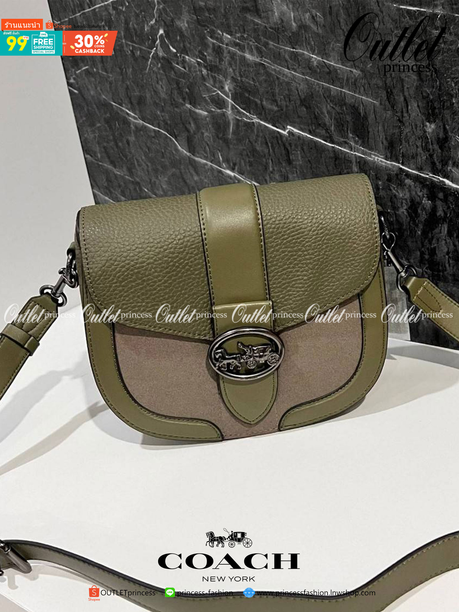 OUTLET 】COACH C2805 GEORGIE SADDLE BAG ใบงาม น้องน่ารัก สุดเรียบหรู เลยทีเดียว วัสดุหนังpebble ตัวกระเป๋าหนังแท้ ตรงกลางตัดกำมะหยี่เพิ่มความหรูหราอย่างลงตัว ภายในกระเป๋ามีช่องเอนกประสงค์กระดุมแป๊ก ซับในผ้า ด้านนอกกระเป๋าเปิด สายสะพายถอดปรับระดับ สำหรับสะพ