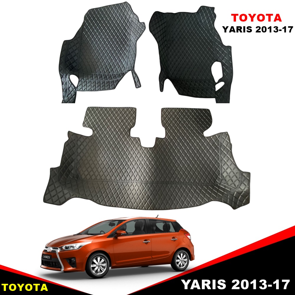 ยางปูพื้นรถยนต์ TOYOTA YARIS ปี2013-17 ลายไดมอนด์ สีดำ เข้ารูป เต็มคัน (พร้อมส่ง)