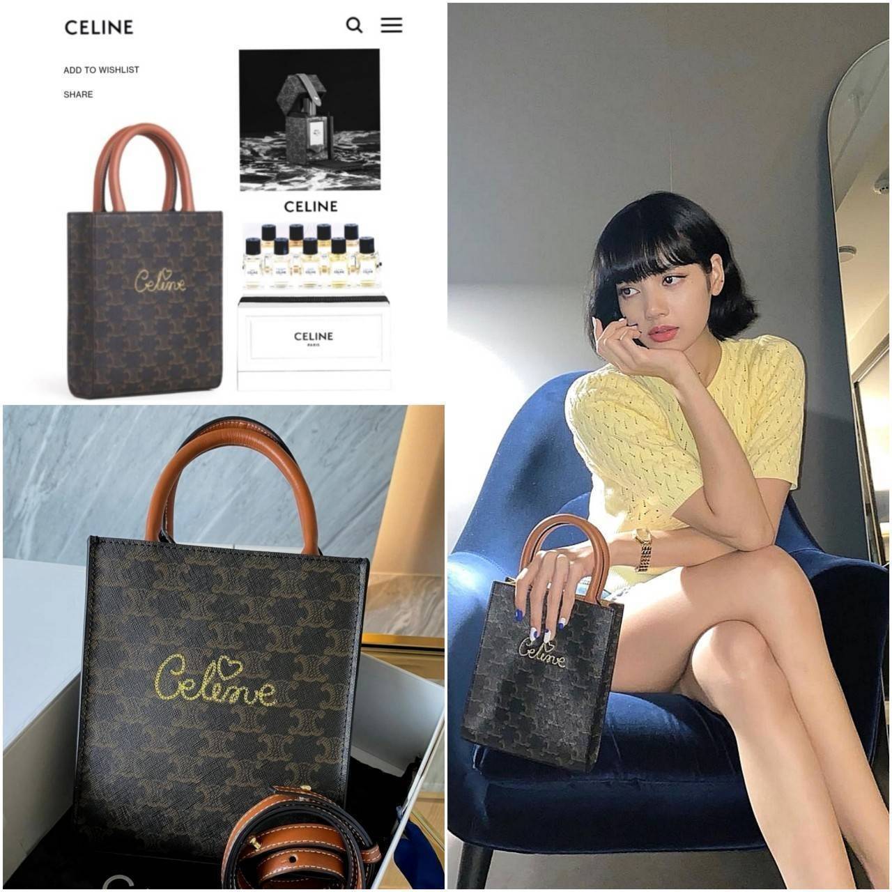 CELINE MINI HAND CARRY AND CROSSBODY BAG VIP GIFT WITH PURCHASE (GWP) พรีเมี่ยมกิ๊ฟ Limited จาก CELINE HAUTE PARFUME DUTYFREE COUNTER วัสดุ COATED CANVAS ดีไซน์ทรงเหลี่ยมสวยหรูสุดคลาสสิคในสไตล์สาว Lisa หนังสวยอยู่ทรงกันน้ำ มีโลโก้แบรนด์ด้านหน้า ภายในโล่งก