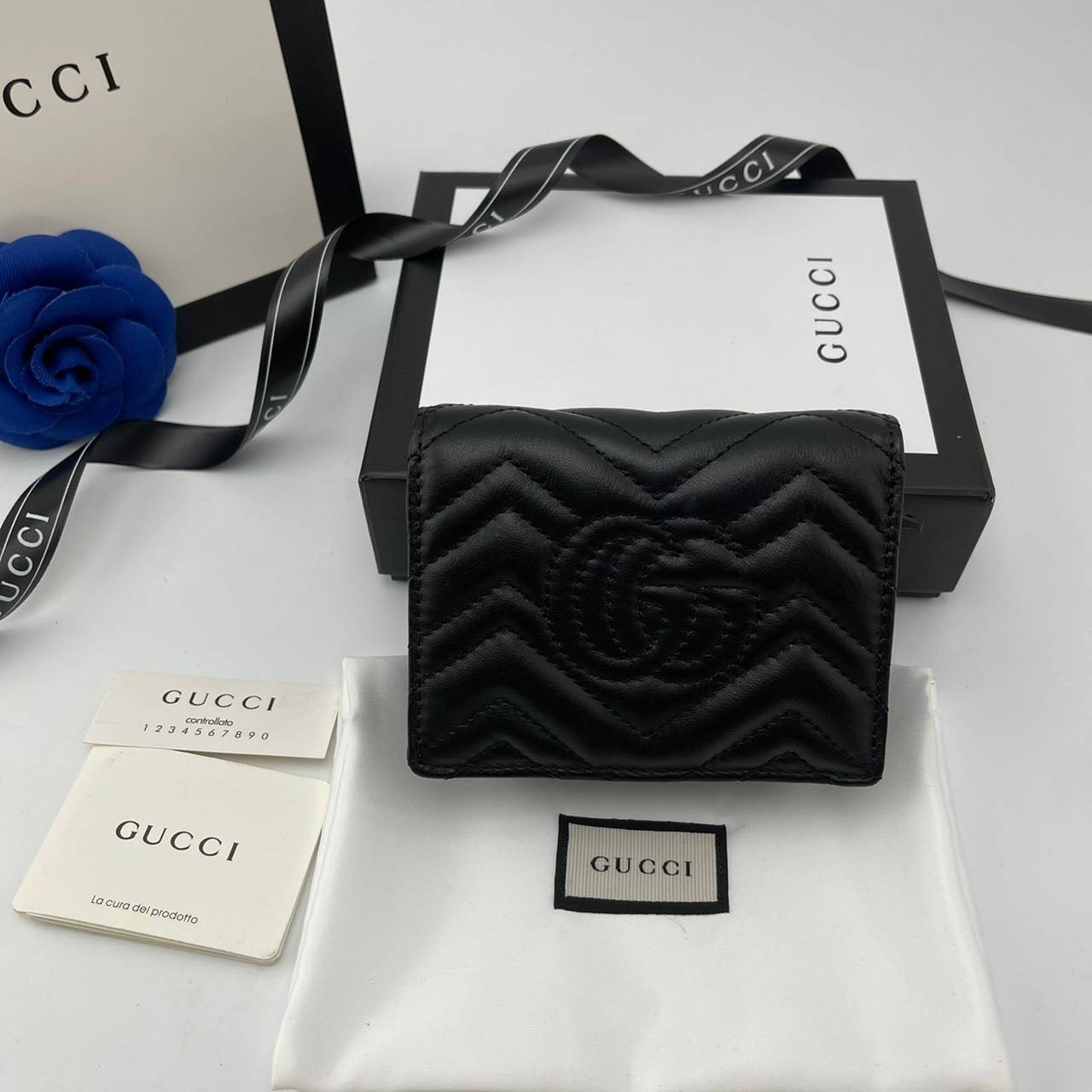 พรีเมี่ยมกิ๊ฟแท้ 100% 】พร้อมส่งที่ไทย!! ที่นี่ที่เดียว GUCCI GG MARMONT CARD CASE WALLET งานหนังแท้ มีจำนวนจำกัด fullboxset