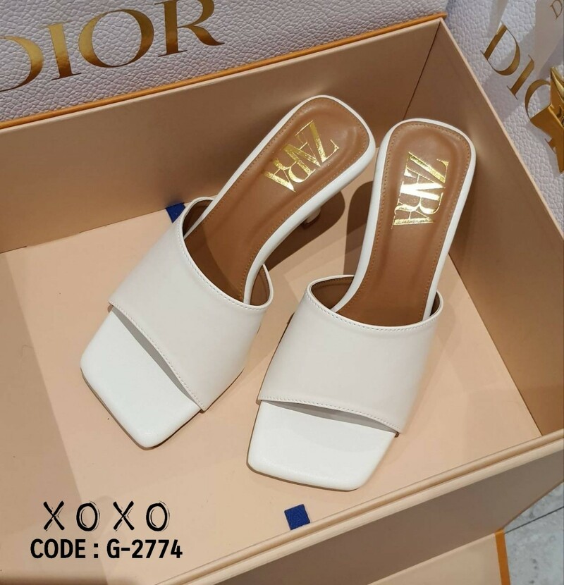 ZARA Mid Heel รองเท้าส้นกลาง 3.5 นิ้ว งานสวม ส้นเข็ม สวย เรียบหรู ใส่สบาย แมทส์ชุดง่าย น้ำหนักเบา วัสดุหนัง PU