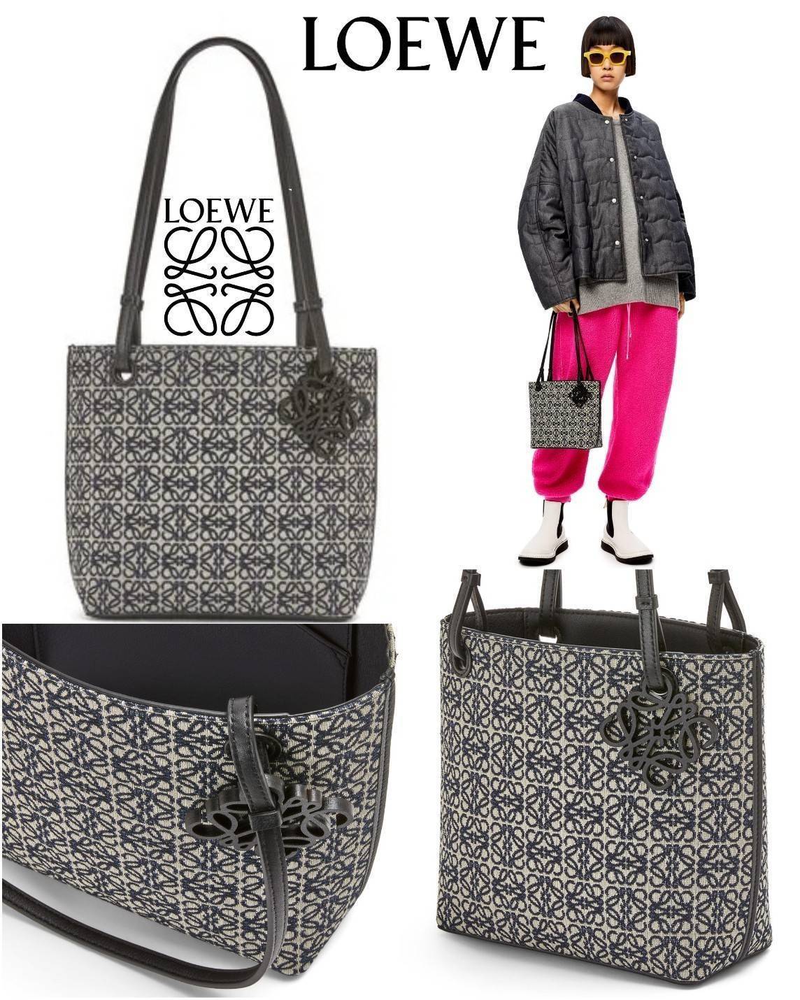 LOEWE ANAGRAM TOTE BAG VIP ไอเท็มใหม่! ดีไซน์สวยคงเอกลักษณ์ด้วยวัสดุ Anagram Canvas Jacquard Fabric ผสมผสานหนังแท้ Calfskin ลงตัวสุดคลาสสิค ขนาดกำลังดี น้ำหนักเบา ใส่เอกสาร A4 Notebook ipad ของใช้ได้เยอะ หูหิ้วหนังจับแข็งแรง สะพายไหล่ได้ พร้อมส่งที่ไทยสุด