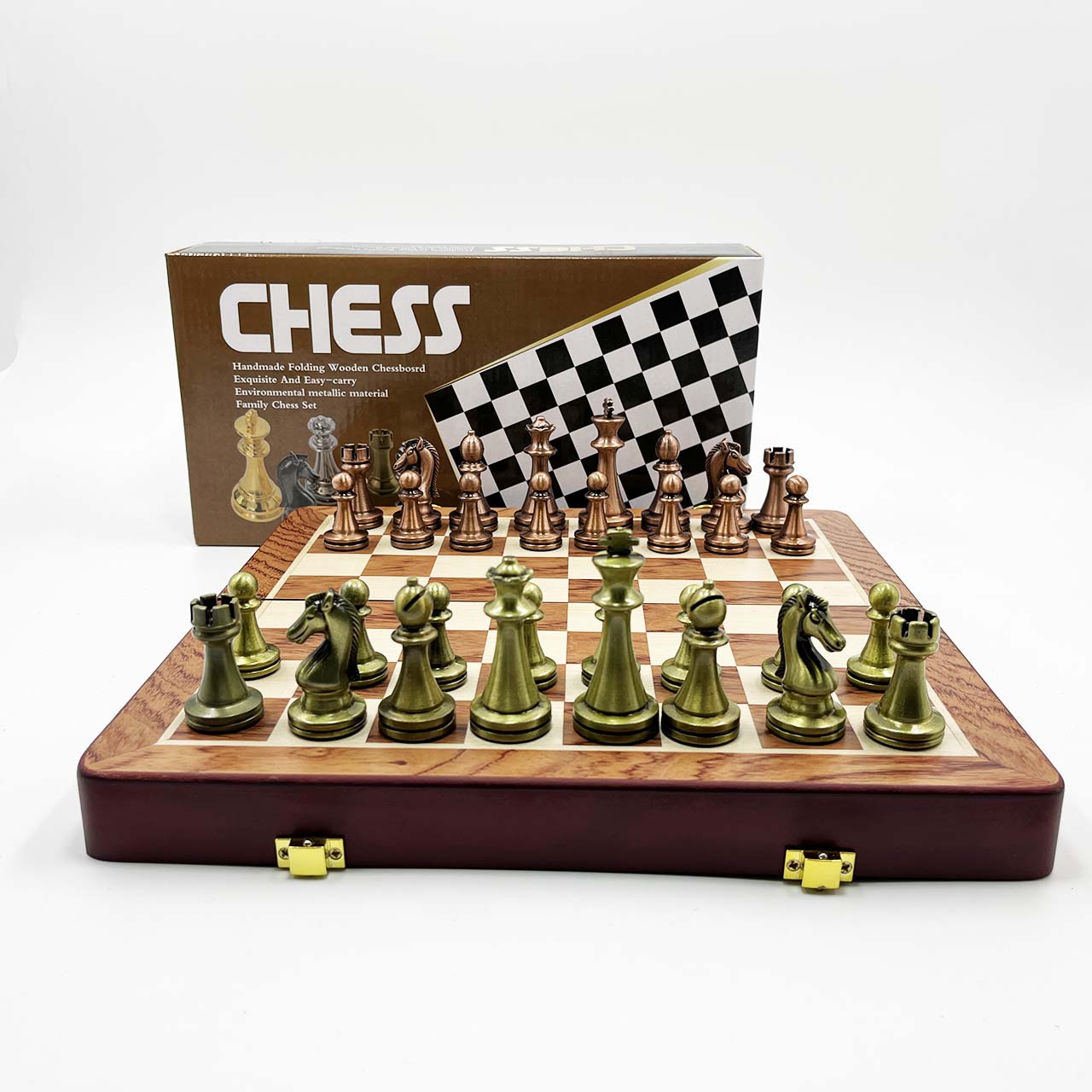 ชุดหมากรุกสากลตัวเหล็ก(Metal)งานสวยกระดาน(ช่องขนาด3x3 cm.)