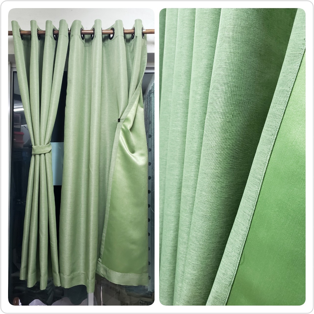 ผ้าม่านก.270*ส.230ซม./ผืน กันแสงUV95% ผ้าม่าน รุ่น มินิมอล(minimalist)สีเขียวเข้ม