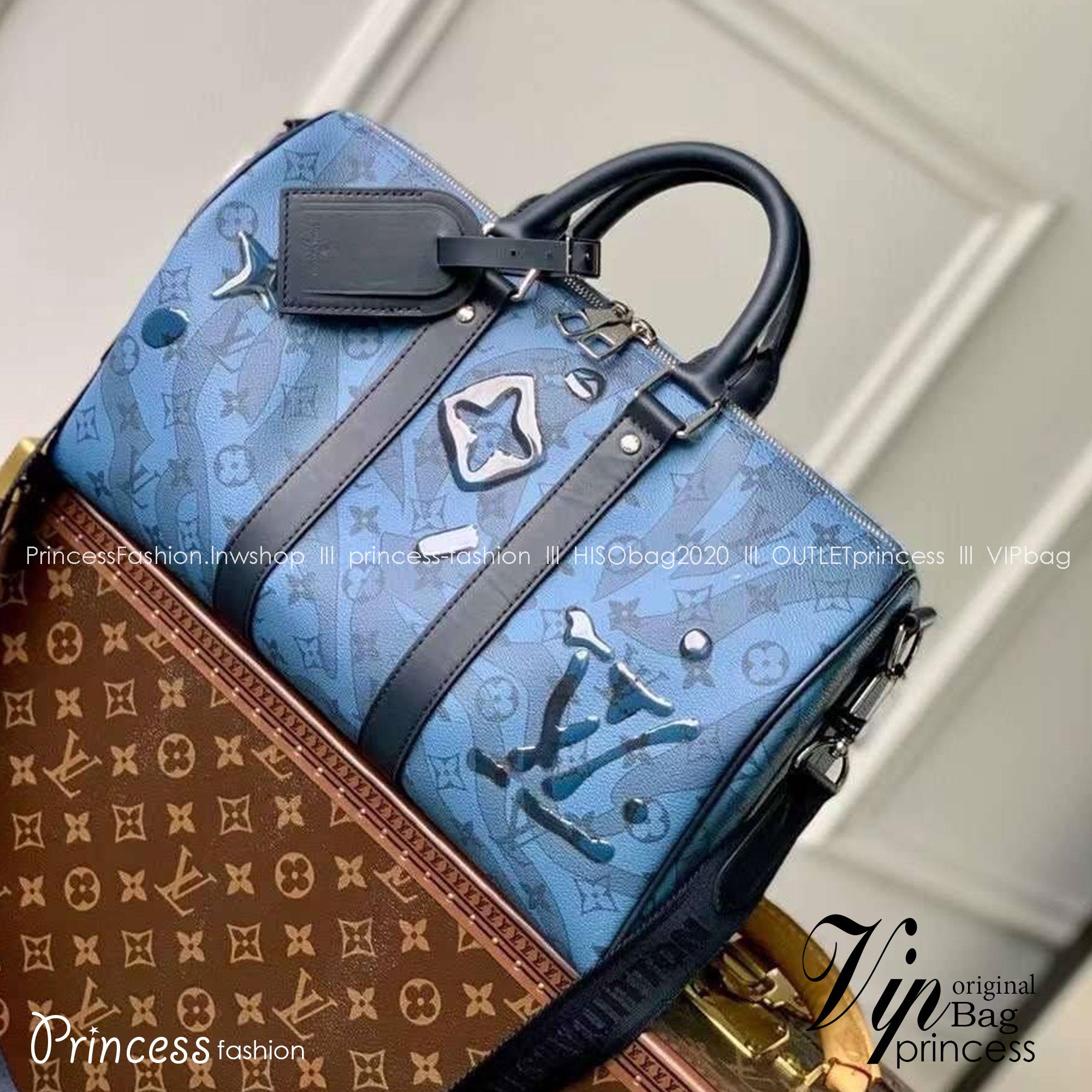 LV Keepall Bandoulière 35 Abyss Blue Monogram Aquagarden / LV Travel Bag เกรดท็อปออริจินอล มีความละเอียดของเนื้องานมากที่สุด ปราณีตตรงปกทุกใบ ใช้สลับของแท้ได้ ใช้งานต่างประเทศได้ เข้าออกผ่านทุก ตม. สุดยอดเดอะเบสท์ไอเท็ม สวยหรู ผู้ดี หรูหรา ดูแพงมาแต่ไกล
