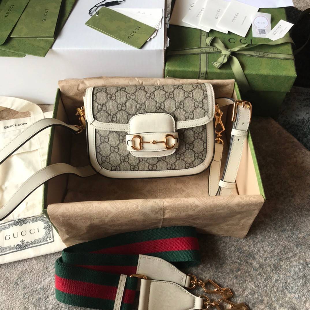Gucci Horsebit 1955 mini bag GG Supreme in canvas พร้อมส่ง เกรดท็อปออรินอล งานเหมือนสุด หนังแท้ สวยงามตามรูป TOP ORIGINAL 1:1 เกรดเทียบแท้ ใช้สลับแท้ได้ ใช้งานต่างประเทศได้