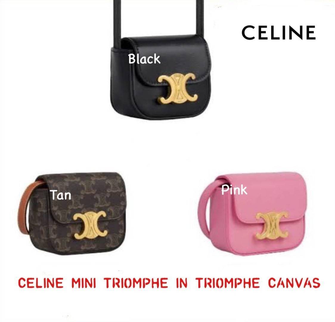 CELINE MINI TRIOMPHE IN TRIOMPHE CANVAS กระเป๋ามินิทรงชิค ดีไซน์รูปกล่องสุดแสนมินิมอล สามารถสะพายแบบ Crossbody และยังเป็น Belt Bagได้อีกด้วย วัสดุแคนวาสลาย Triomphe แบบไม่มีตกยุค ด้านหน้าโดดเด่นด้วยโลโก้สีทอง เป็นอีกหนึ่งตัวเลือกให้คุณเลือกสะพายในชีวิตประ