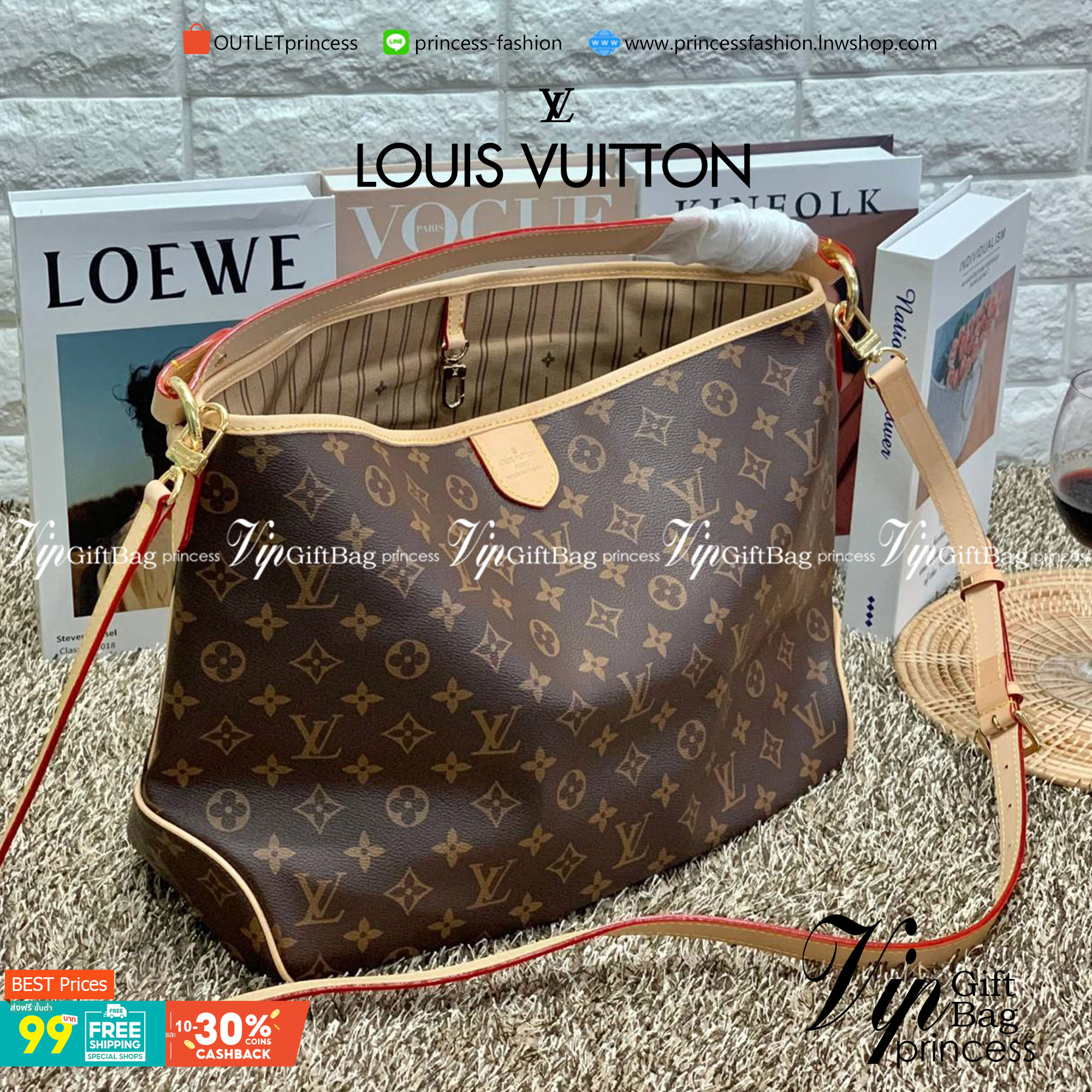 ชอบๆใบใหญ่ ใส่ได้เยอะจริงๆค่าา!! LOUIS VUITTON MONOGRAM DELIGHTFUL ((M)) ((PREMIUM GIFT LV)) พร้อมส่งค่ะสาวๆ กระเป๋าทรงสูง ใบใหญ่ หนังแกะสังเคราห์ นิ่มสวย ขอบหนังขัดสีธรรมชาติ((พื้นผิวจะมีสีดำๆ)) หูหิ้วปั้มโลโก้LV สวย