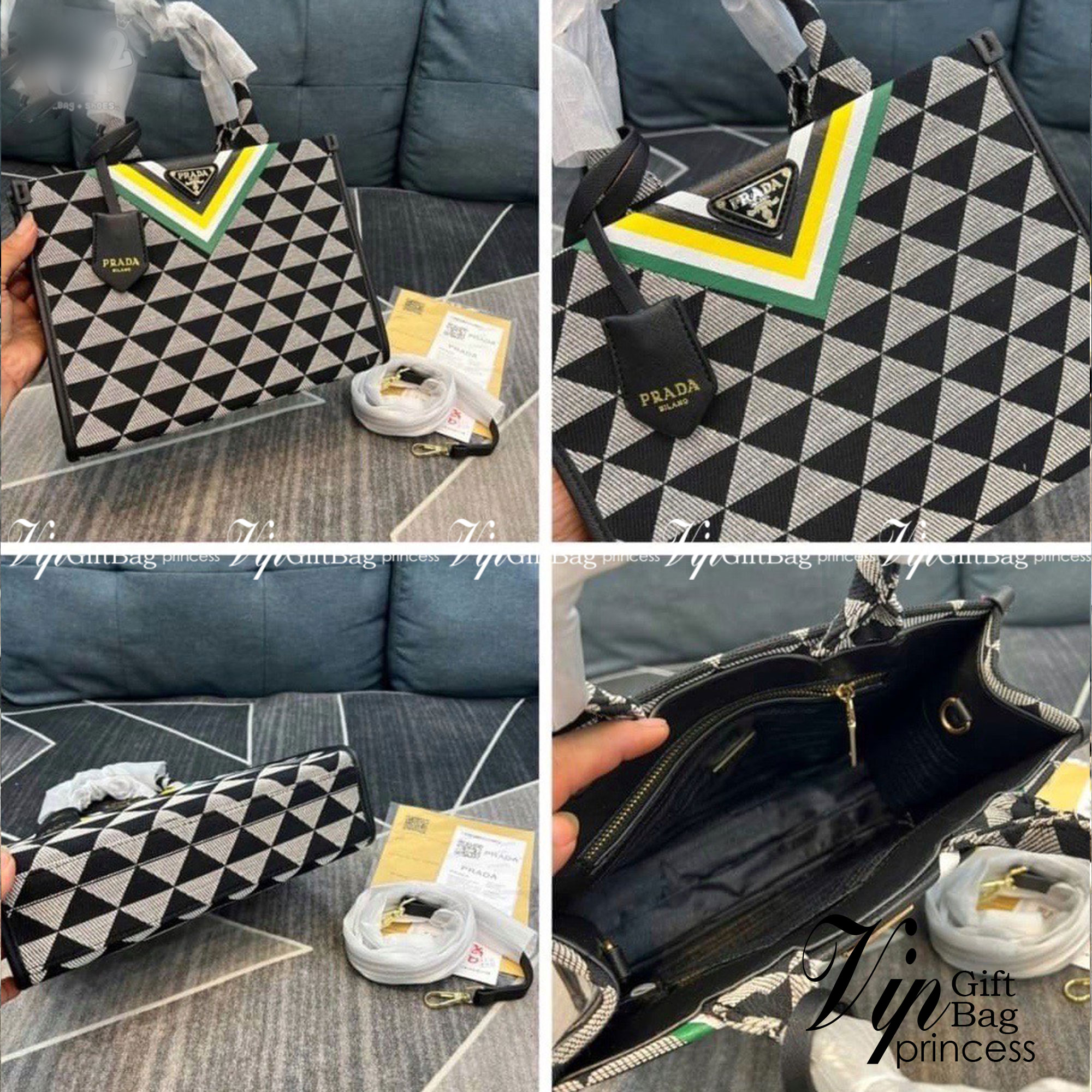 Prada Tote Bag / Prada Symbole jacquard fabric handbag กระเป๋าพราด้าทรงชอปปิ้ง หน้าติดอะไหล่โลโก้แบรนด์สีทอง มีให้เลือกใช้งาน 3 ขนาด งานชนชอปใช่งานง่าย สวยมงลงมากค่า แบบใหม่ล่าสุดจากแบรนด์ดัง จัดให้แบบเลิศๆ กับกระเป๋าทรงโท้ท สวยเอกลักษณ์ ภายในโล่งกว้างมาก