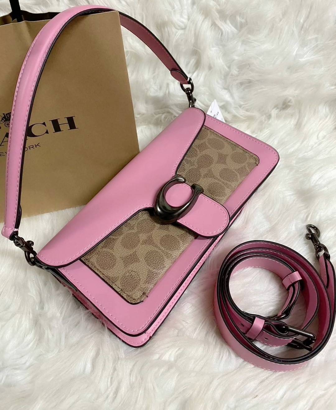 Coach Tabby Shoulder Bag 26 Polished pebble leather, suede and refined calf leather Inside zip and multifunction pockets