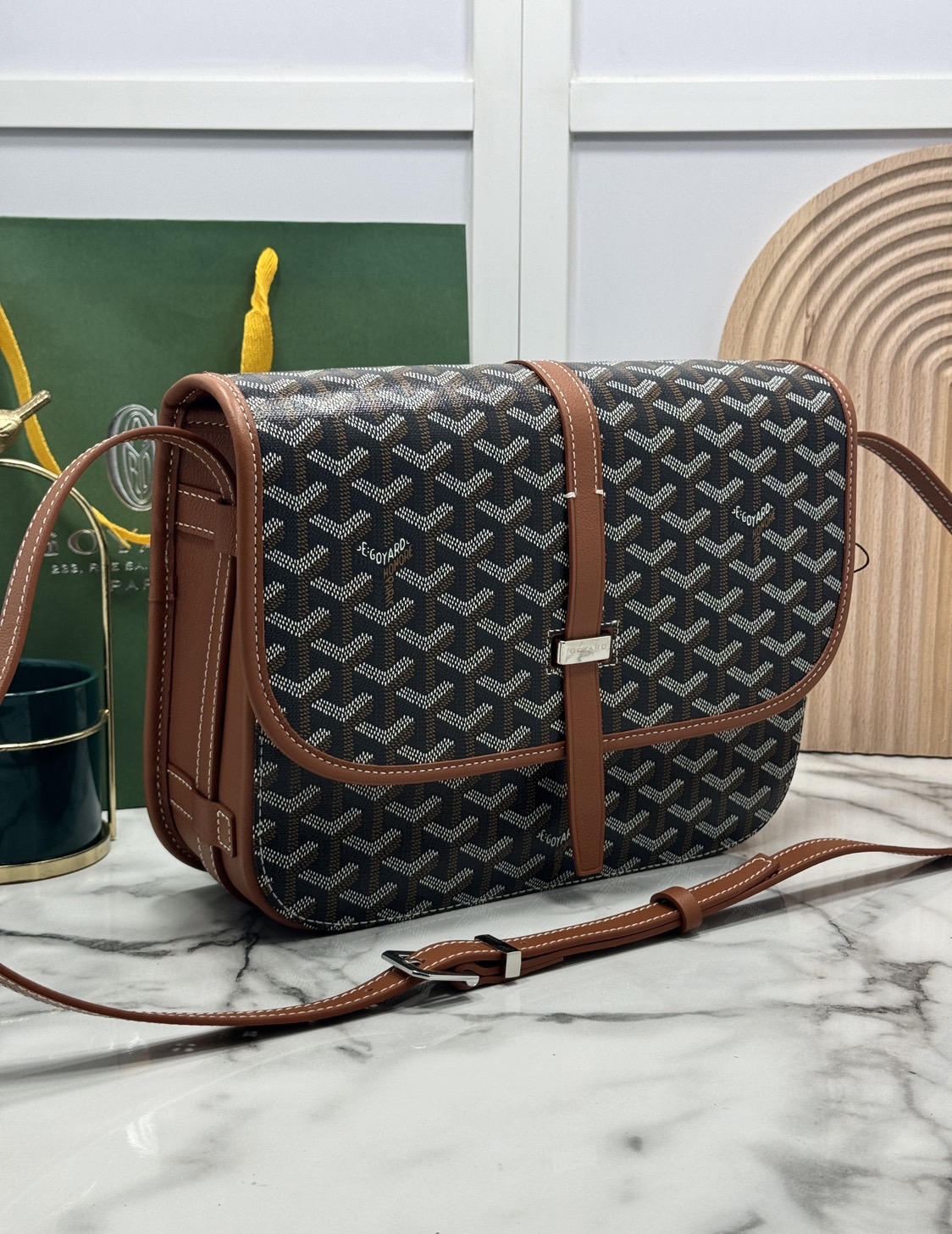 ORI | สลับแท้ GOYARD Belvedere MM Bag 29cm กระเป๋าสะพายทรงแมสเซ็นเจอร์แบรนด์หรูสัญชาติฝรั่งเศส หนังแท้ แคนวาสแท้อย่างดี
