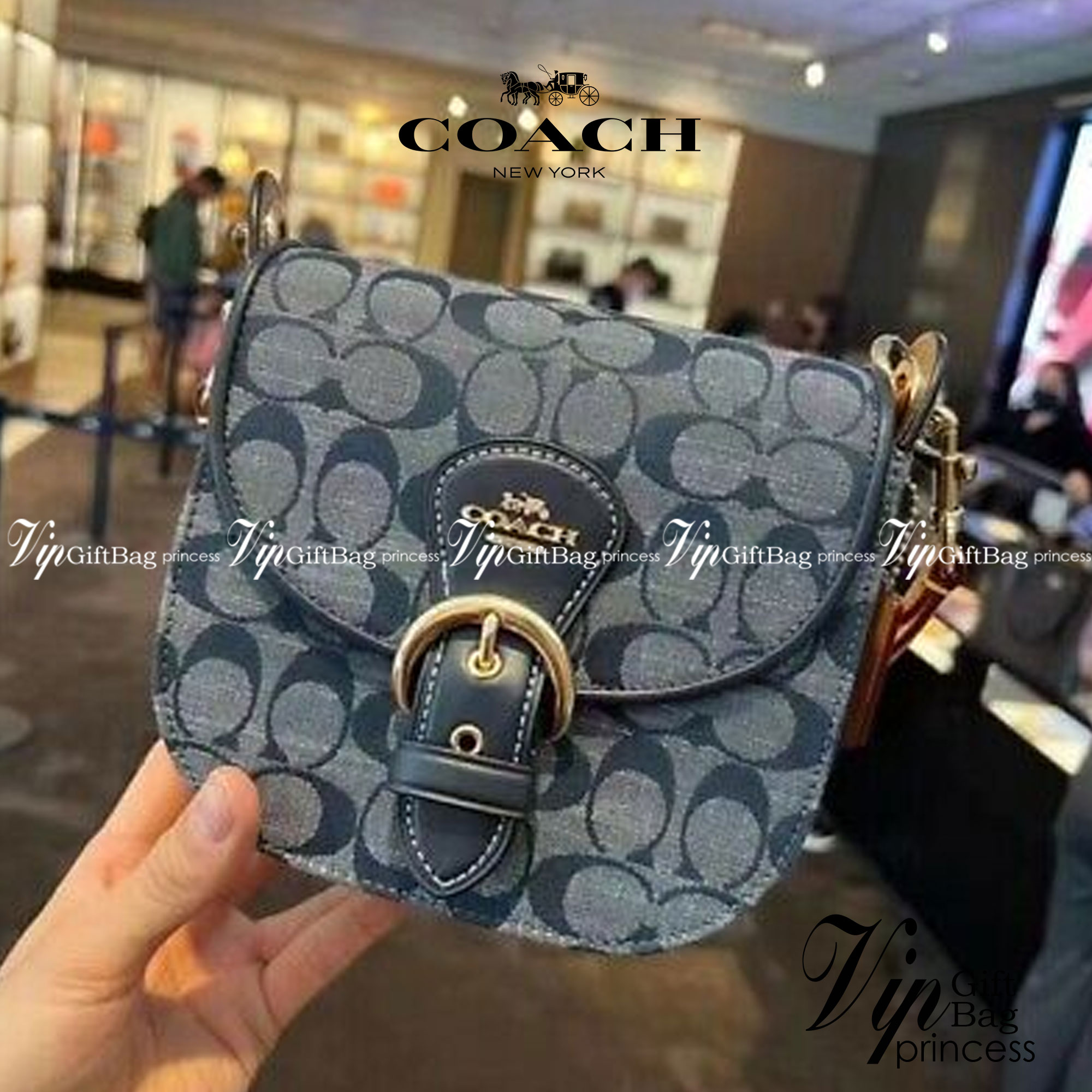 Coach Kleo Shoulder Bag 23 In Signature Chambray พร้อมส่งที่ไทย
