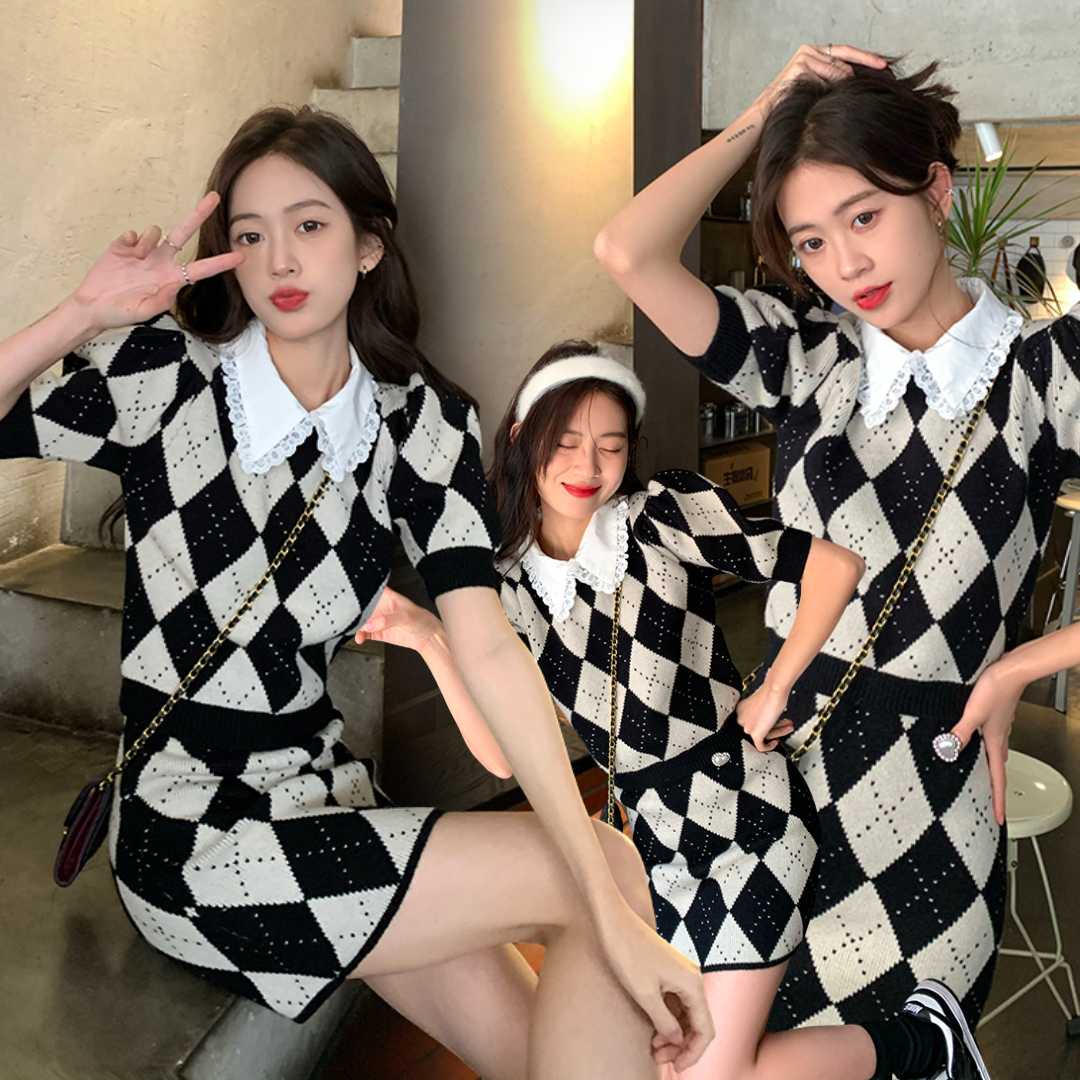 พร้อมส่ง 🍋 Natural set เซตเสื้อแขนสั้นกระโปรงทรงเอ (IN36888)