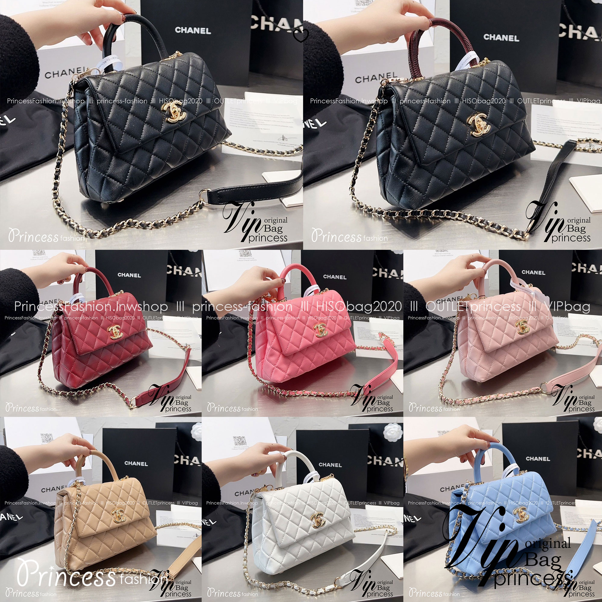 CHANEL Coco Small Top Handle Bag กระเป๋าสะพายสุดคลาสสิค สวยหรูพร้อมมือจับในตัว อะไหล่ทองสวยมาก มาพร้อมกล่อง อปก ครบเซ็ท รอบนี้จัดราคาพิเศษสุดคุ้มค่ะ โดดเด่นและดูแพง ไม่อยากให้พลาดเลยน้า