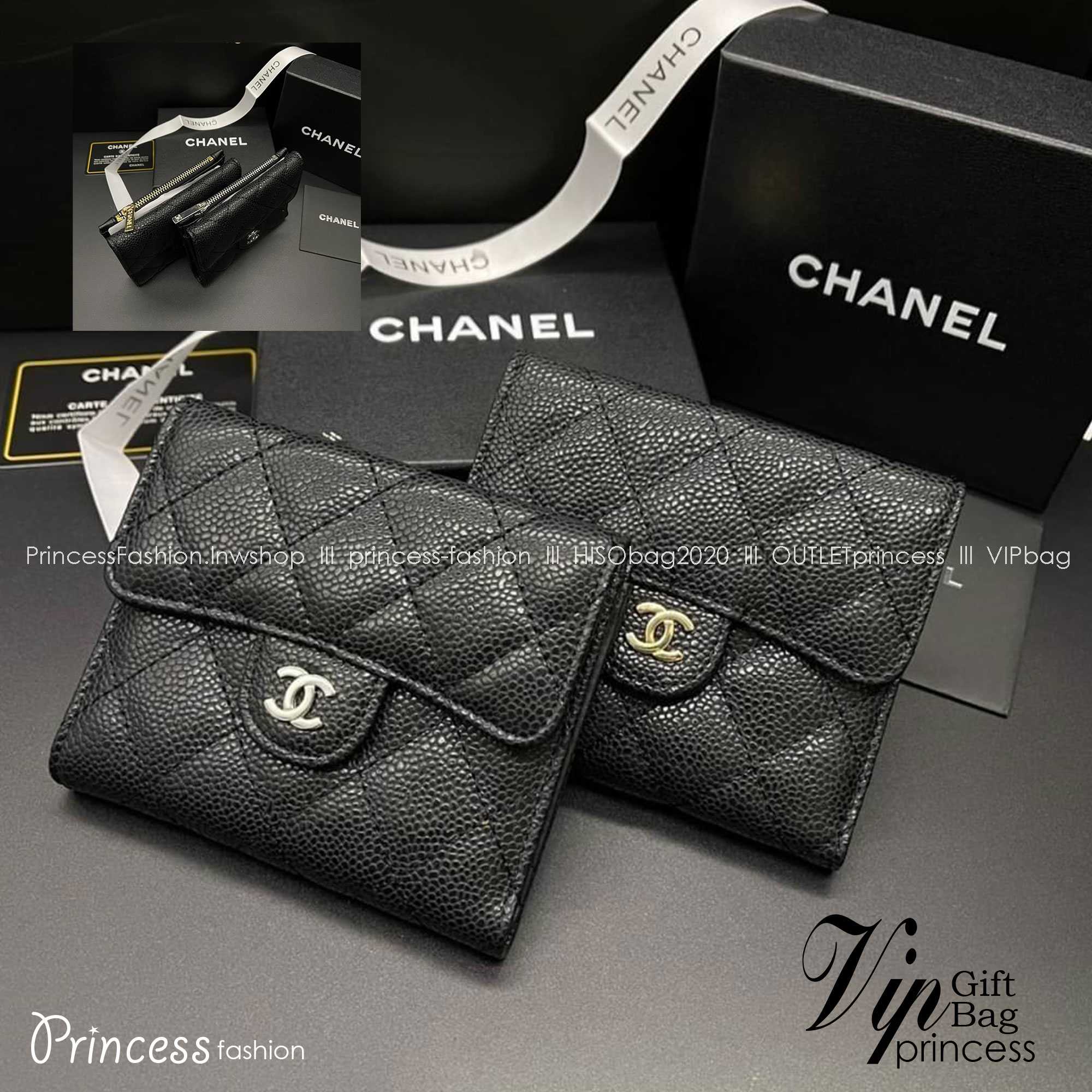 Chanel Wallet Trifold Caviar / Chanel Card Holder Zippy / Chanel Coin Zippy กระเป๋าสตางค์ชาแนลใบสั้น 3 พับ กระเป๋าใส่ธนบัตร บัตร ใส่เหรียญ ภายในตามรูป เกรดออริจินอล ภาพถ่ายจากงานขายจริง ใช้งานต่างประเทศได้