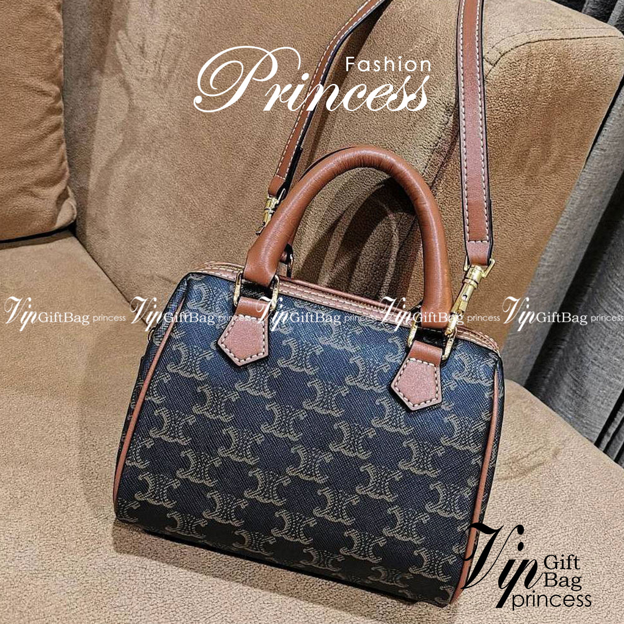 CELINE MINI CROSSBODY BAG VIP วัสดุ Triomphe Canvas สวยอยู่ทรงดีไซน์ยอดนิยมทรง Speedy ไม่มีเอ้าท์ค่ะ เปิดปิดด้วยซิปแบรนด์อะไหล่ทอง ใส่กระเป๋าสตางค์ มือถือ ของจุกจิกได้เยอะ หูจับแข็งแรงพับลงได้ พร้อมสายหนังยาวปรับระดับได้ถอดได้ อะไหล่แบรนด์สีทองหรูมีโลโก้ 