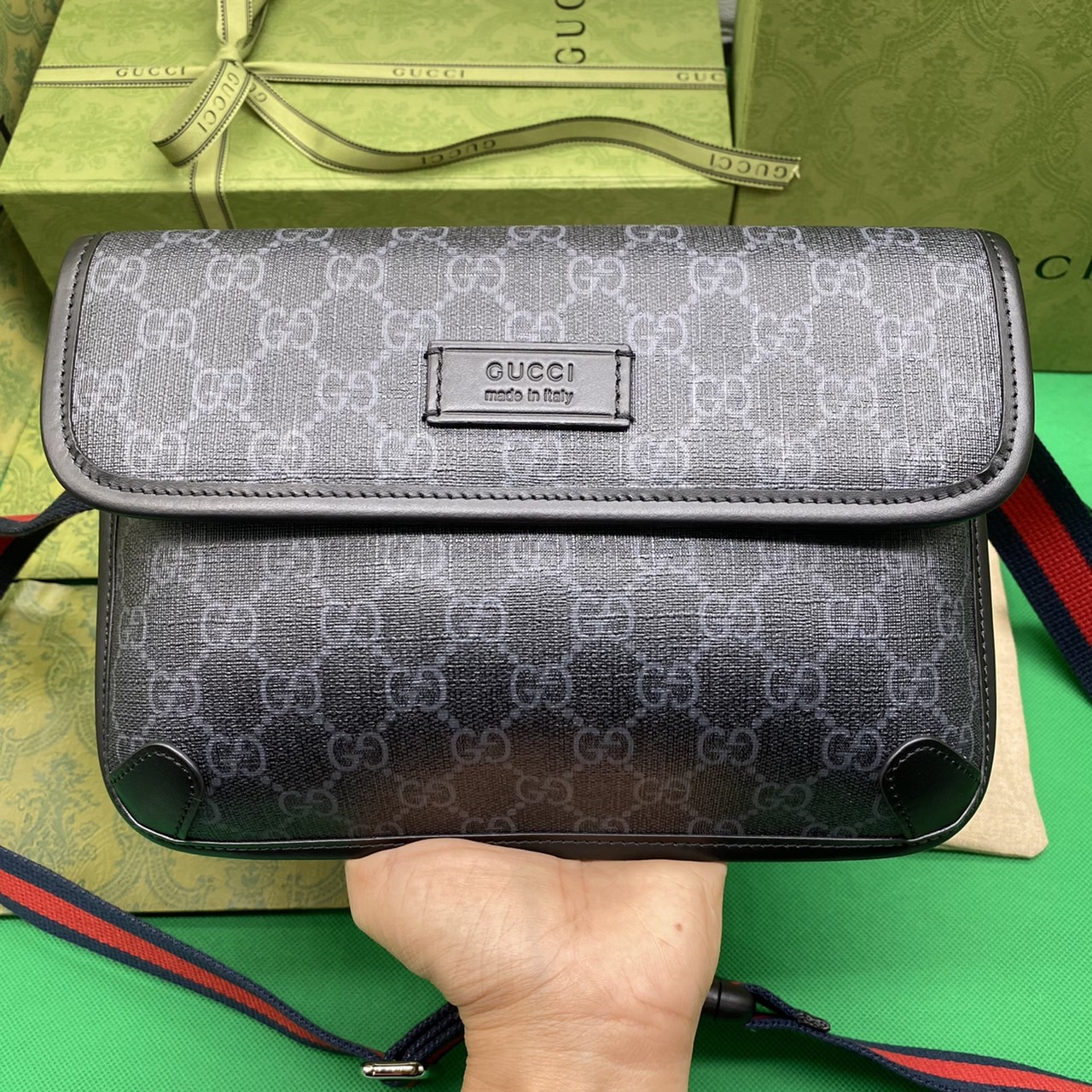 หนังแท้ GUCCI GG Black belt bag พร้อมส่งที่ไทย