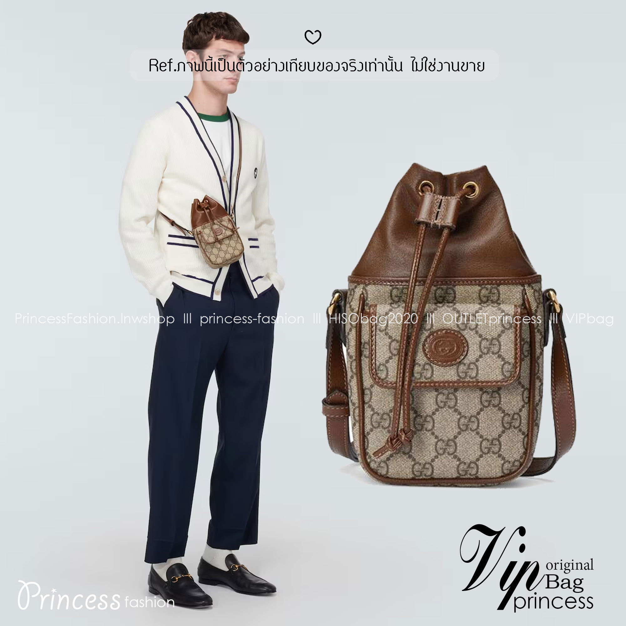 GUCCI GG Supreme Mini bucket bag กระเป๋าสะพายทรงบัคเก็ต ไซส์มินิ จะชุดสบายหรือชุดเต็ม ใบนี้พร้อมมาก ใช้ได้ทั้งชายหญิง ดีไซด์สวยงานจริงเเค่นี้ก้ได้ลุคดูดี แมทซ์ง่ายกับทุกชุด สวยลงตัว