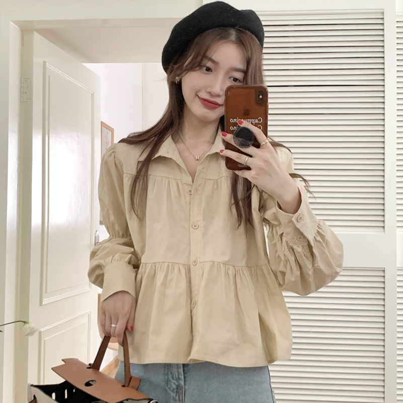 พร้อมส่ง 🎪🎸 Dodoo tops เสื้อเชิ้ตแขนยาวแต่งระบายเป็นชั้นๆ (IN35755)