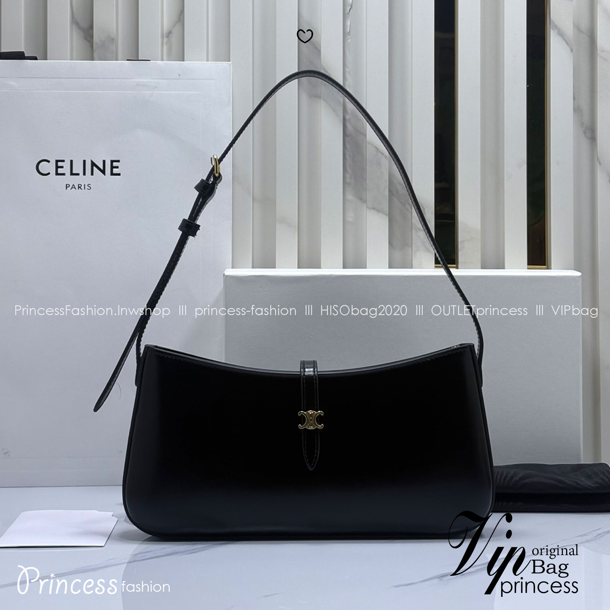 ORI หนังแท้ | CELINE TINA SHOULDER BAG IN shiny leather กระเป๋าสะพายไหล่ทรงพอช ดีไซน์ใหม่ก่อนใคร เรียบง่ายหรูหราลงตัว สไตล์วินเทจลัคชูดูแพงสุดๆ ใช้งานได้หลากหลายโอกาส ขนาดกำลังดีพาพาสะดวก
