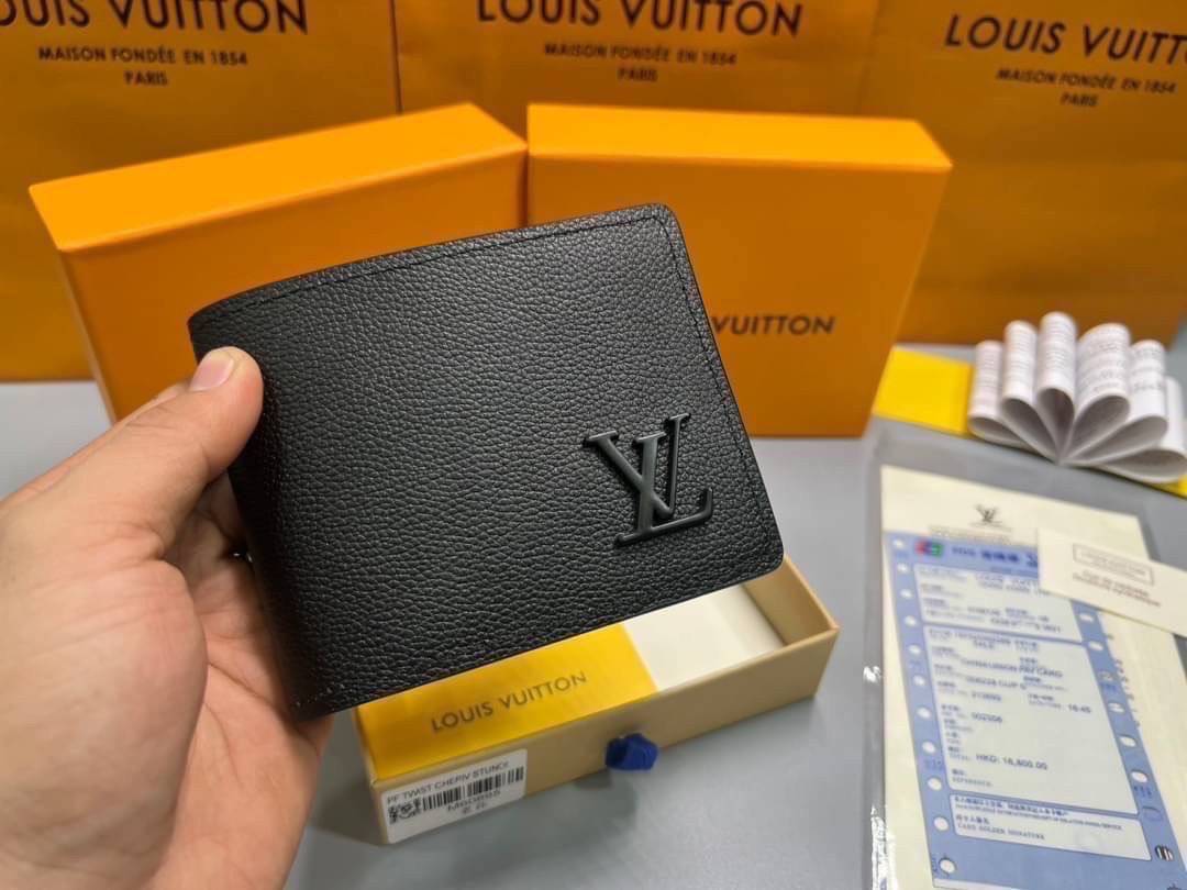 RI หนังแท้ | LV Short Wallet / LV Multiple Aerogram กระเป๋าสตางค์ใบสั้น กระเป๋าสตางค์ผู้ชาย