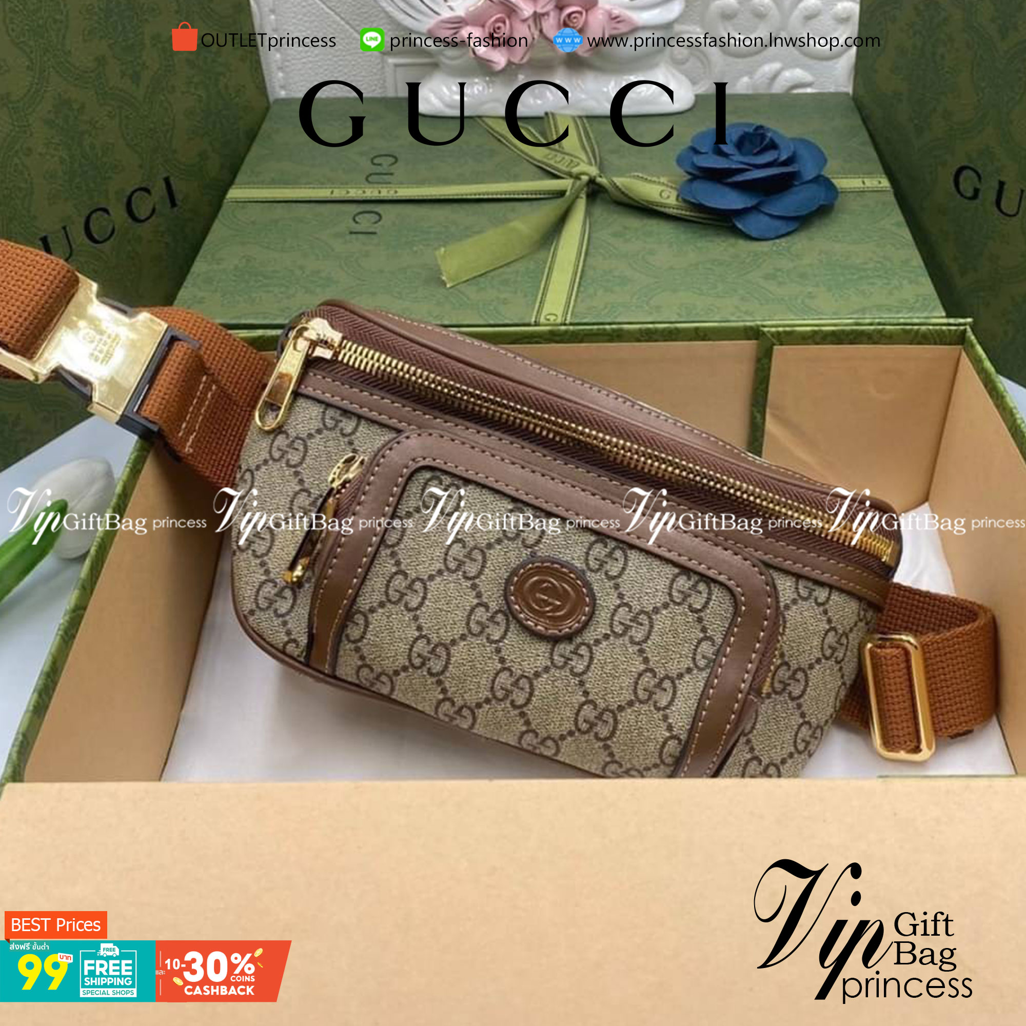 VIP 】หนังแท้ GUCCI Belt bag with Interlocking G 23CM แบบใหม่ล่าสุด ใช้ได้ทั้งหญิงชาย คาดอก คาดเอวได้ คูลๆ เลยค่าา ใบจริงสวย น่าใช้มากๆ สะพายวันไหนๆได้หมด สินค้าพร้อมส่ง มีมาจำนวนจำกัด ห้ามพลาดค่ะ! กระเป๋าคาดอกด้านหน้า//คาดไปทางด้านหลัง//หรือคาดเอวได้ ตามแ