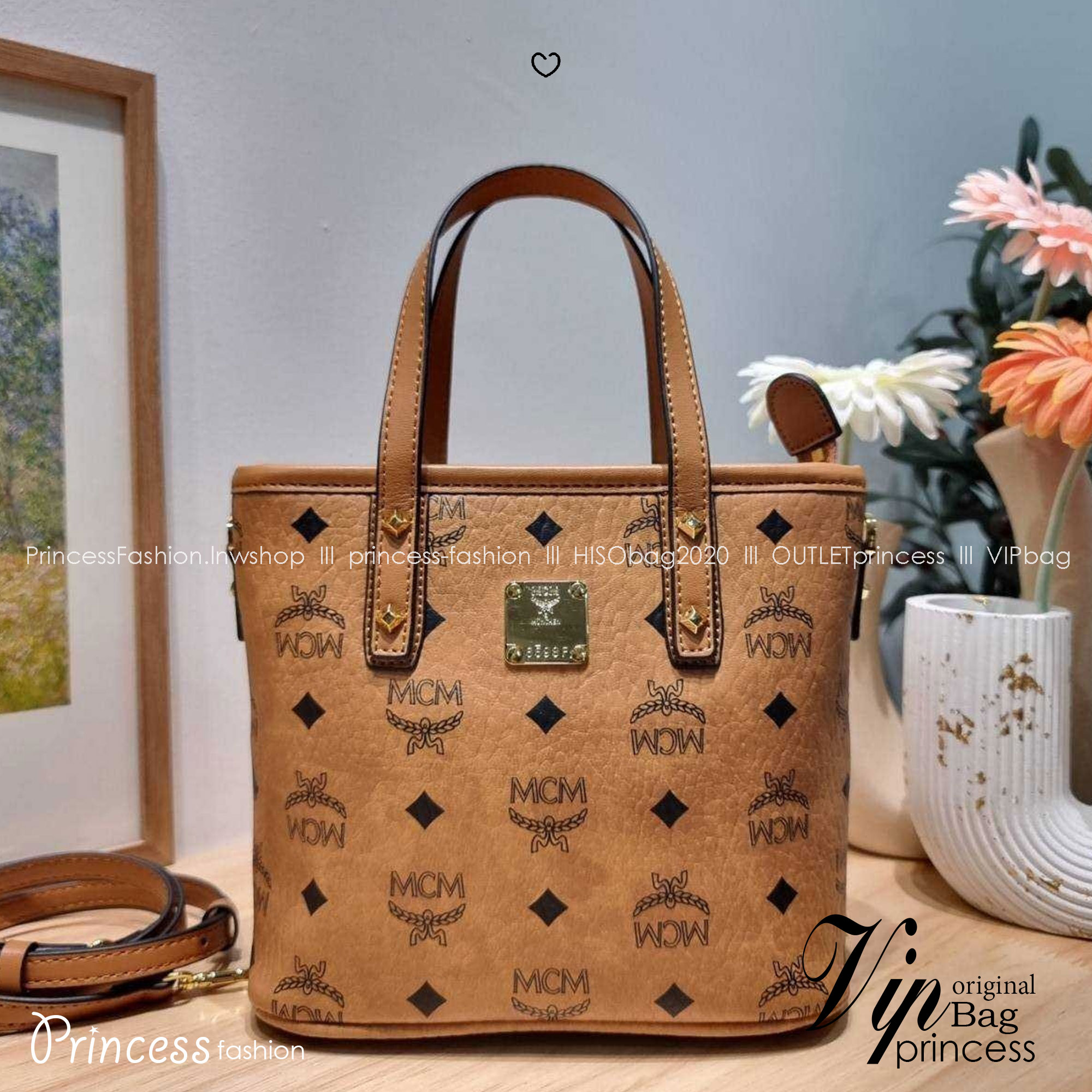 M.C.M ANYA TOP ZIP SHOPPER IN VISETOS กระเป๋าถือ/สะพายข้าง ใบเล็ก ไซส์มินิ สวยน่าใช้เกินเบอร์สุดๆ เกรดท็อปออริ 1:1 สลับแท้ ใช้งานต่างประเทศได้