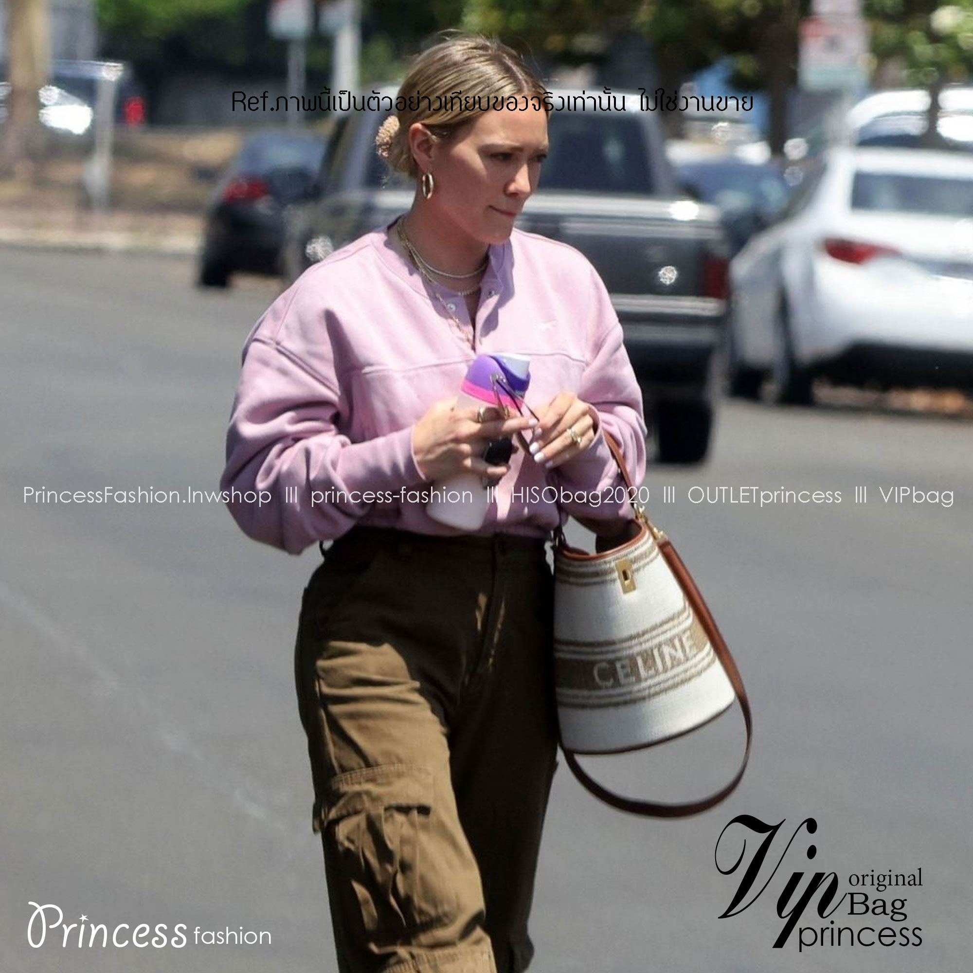 CELINE TEXTILE BUCKET BAG / CELINE TEEN BUCKET in STRIPED TEXTILE WITH JACQUARD ดีไซน์ทรง Bucket ใบใหญ่กำลังดี มาพร้อม Clutch ใบเล็กเข้าชุด เนื้อหนาแข็งแรง ภายในกว้างและจุใส่สัมภาระได้เยอะจุใจ อะไหล่แบรนด์สีทองสุดหรู