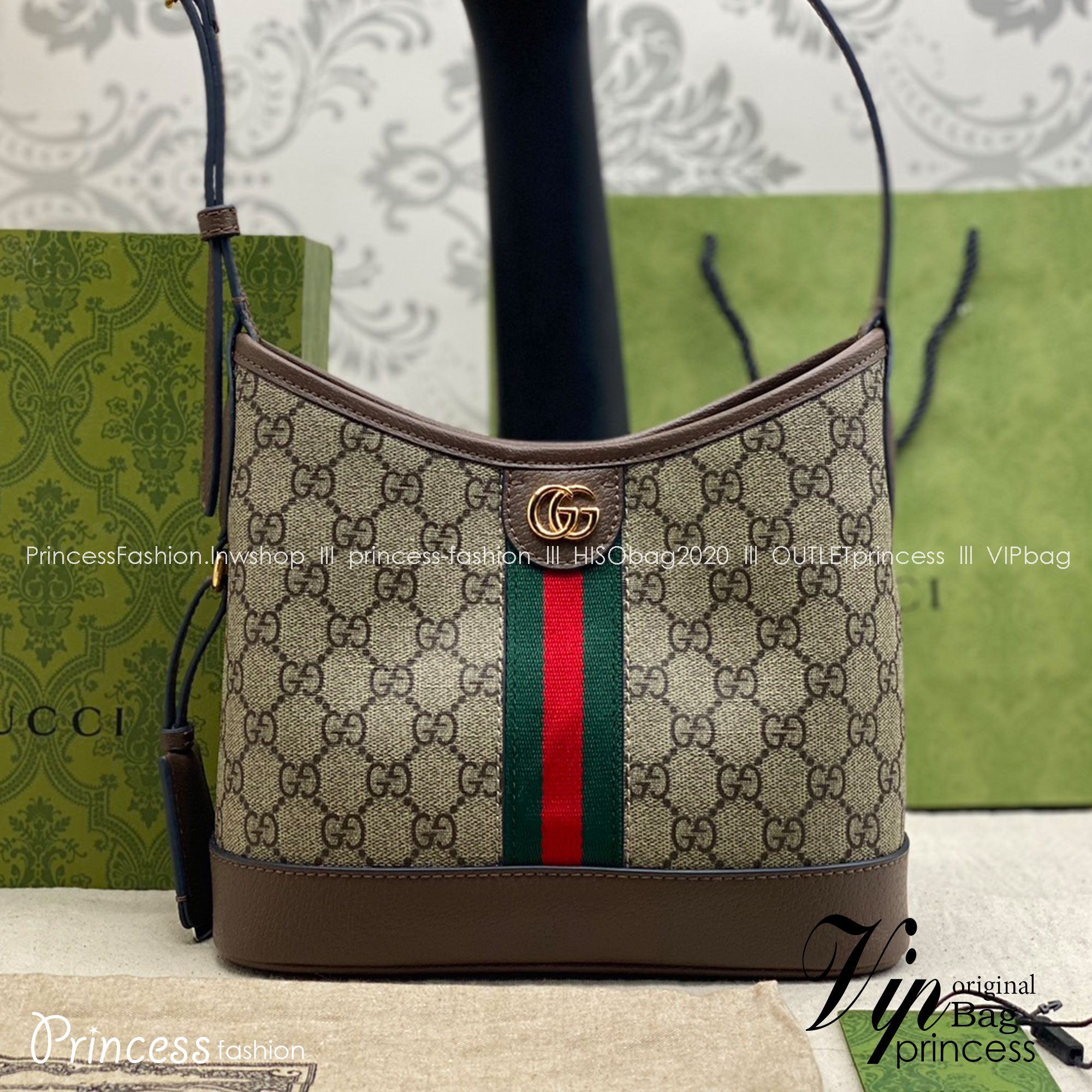 GUCCI OPHIDIA GG SMALL SHOULDER BAG / GUCCI TOTE BAG กระเป๋าสะพายไซส์เล็ก หนังผสมแคนวาส เกรดออริจินอล 1:1 สลับแท้ ใช้งานต่างประเทศได้