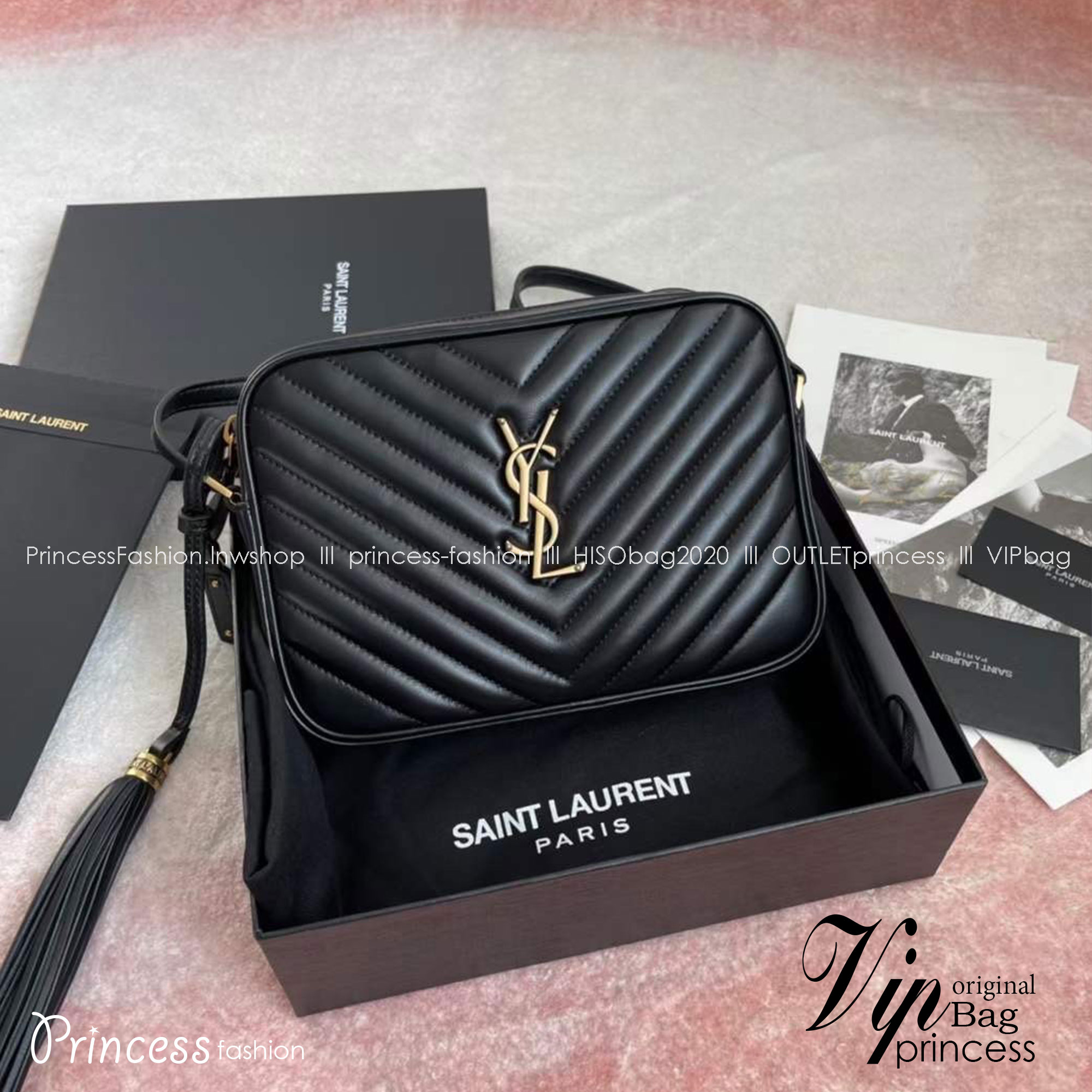 YSL LOU CAMERA BAG IN QUILTED LEATHER 23 cm กระเป๋าสะพาย เกรดหนังสวยเต็มใบ เกรดออริ 1:1 ใช้งานต่างประเทศได้