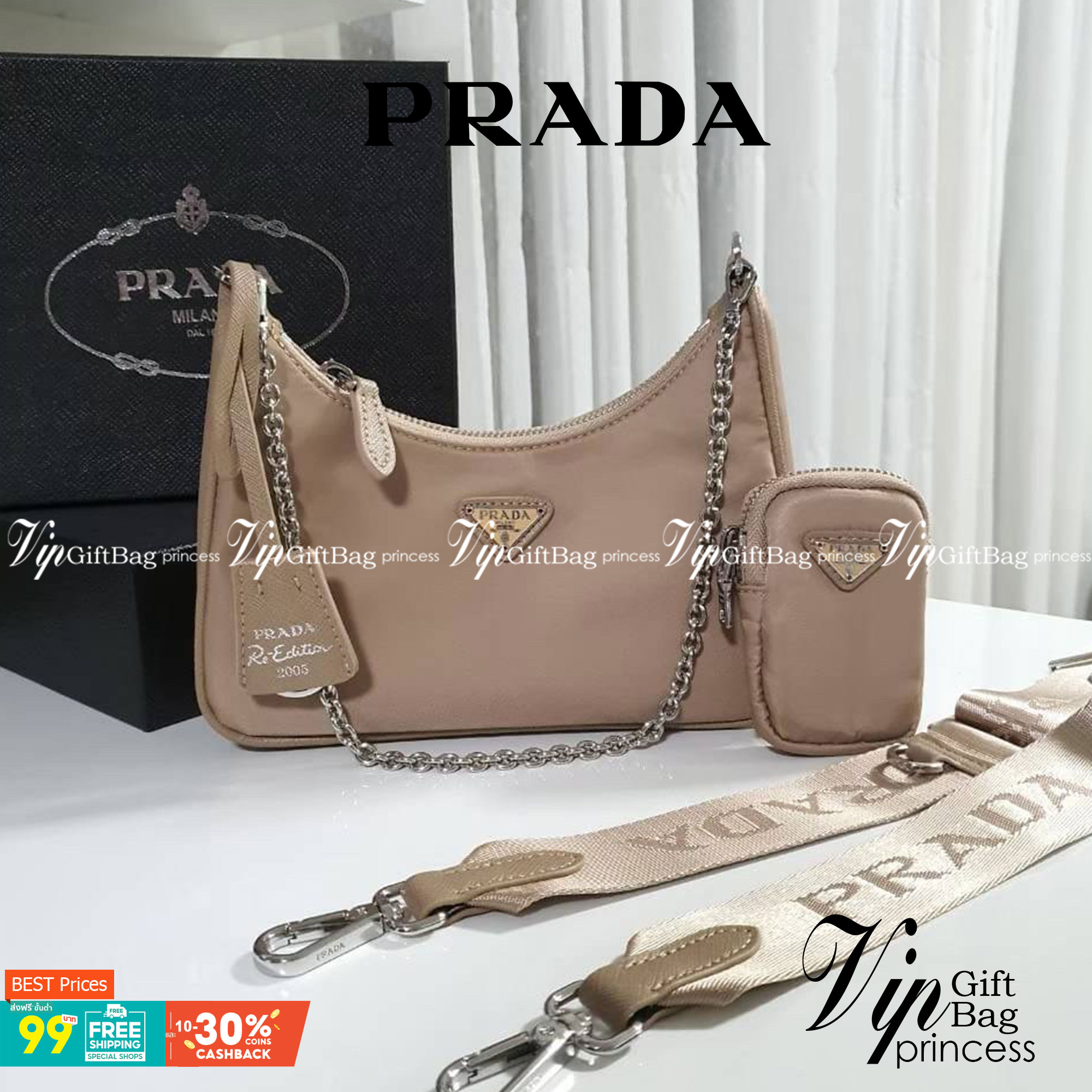 BEST SELLER!! **กำลังมาแรงมากค่ะ กับแบรนด์ PRADA ใบเดียวคุ้มมากค่ะ อุปกรณ์ ครบชุด **ซื้อ1ได้ถึง3ไอเท็ม ทั้งสายยาว และกระเป๋าใส่เหรียญ และป้ายแท็คหนัง อย่างดี **อะไหล่ปั้มแบรนด์แท้ทุกจุด วัสดุทำจากผ้า Nylon อย่างดี กันน้ำได้ อยู่ทรงสวย สามารถใส่กระเป๋าตังค
