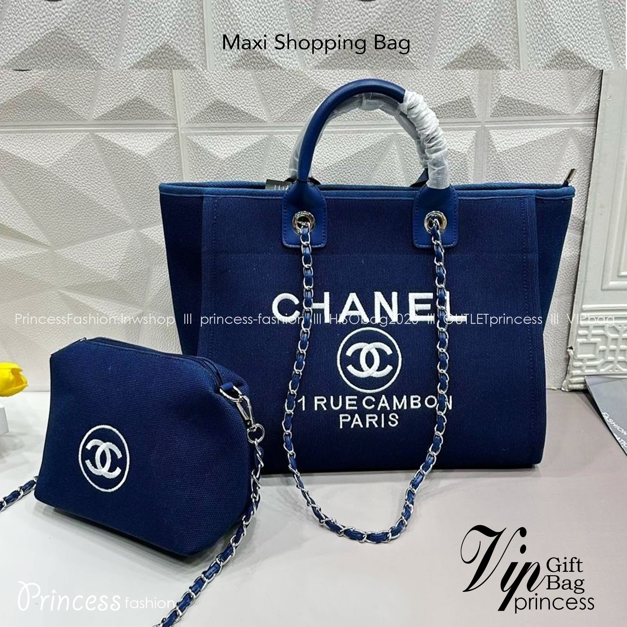CHANEL Maxi Shopping Bag / Chanel tote bag 15" กระเป๋าทรงโท้ทใบใหญ่กระเป๋าผ้าแคนวาส งานสกรีนสวยหรูใบใหญ่สไตล์เซเลปค่ะ