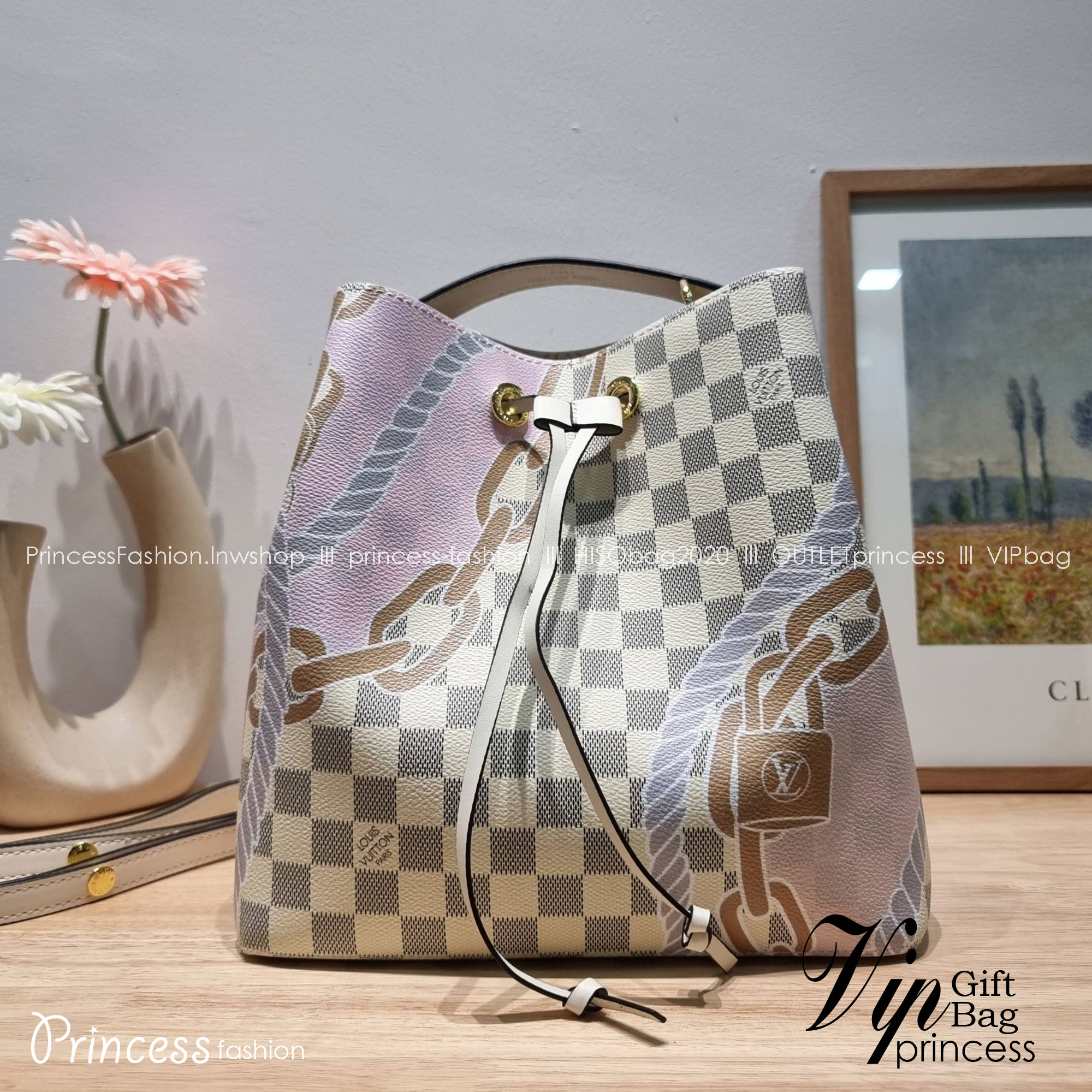 LV Neonoe MM Damier Azur New Spring Collection - Nautical อีกหนึ่งรุ่นท็อปฮิต กับดีไซน์ใหม่ต้อนรับฤดูร้อน กับกระเป๋าสะพายทรงบัคเก็ตใบใหญ่