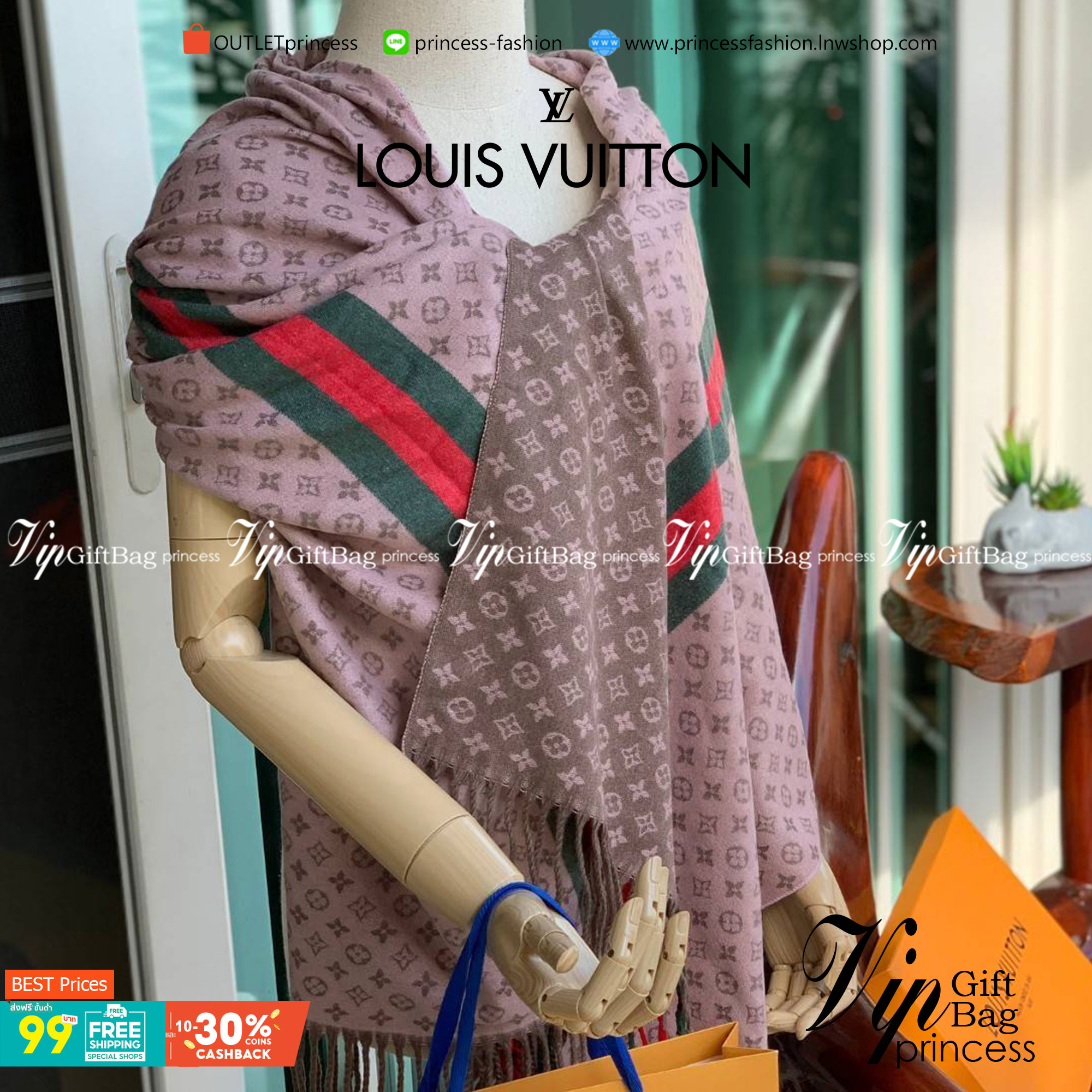 Louis Vuitton Women’s Scarves Accessories Scarf อีกหนึ่งแบรนด์ดังจากปารีส ด้วยงานพรีเมี่ยมกิ้ฟสีพาสเทล เพื่อส่งมอบความรู้สึกดีๆให้กับคนที่คุณรัก ในรูปแบบผ้าพันคอและผ้าคุมไหล่ผืนใหญ่ให้ความอบอุ่น ถักทอด้วยผ้าcashmere ผ้าเนื้อดี สัมผัสนุ่มมือ ทอลายในตัว สีแ