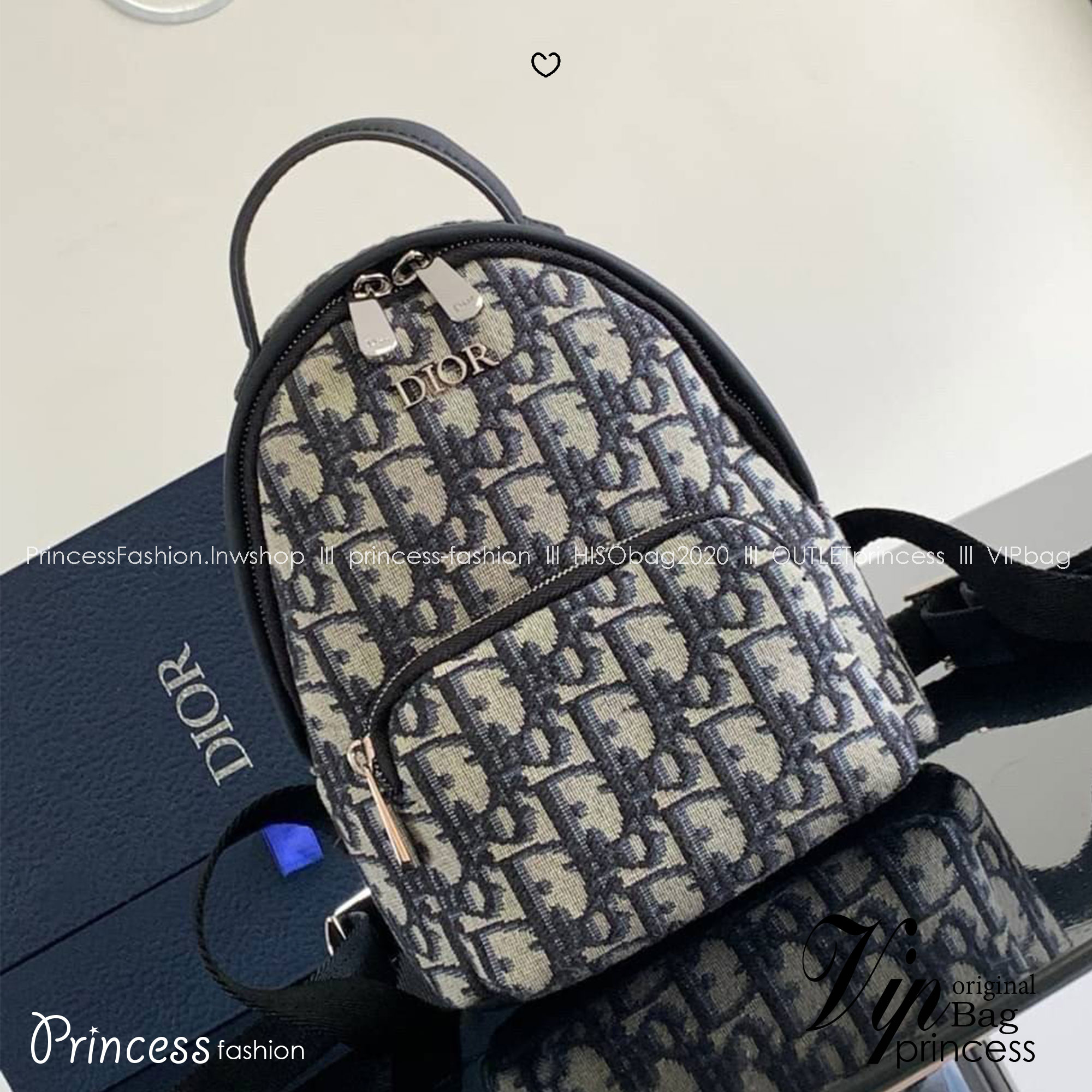 TOP ORI | DIOR Kids' Mini Rider Backpack Oblique Jacquard กระเป๋าเป้ไซส์มินิ งานหนังแท้ เกรดดีสุด ทอลายแบรนด์ด้วยผ้าแจ็คการ์ดเนื้อแน่นอย่างดี
