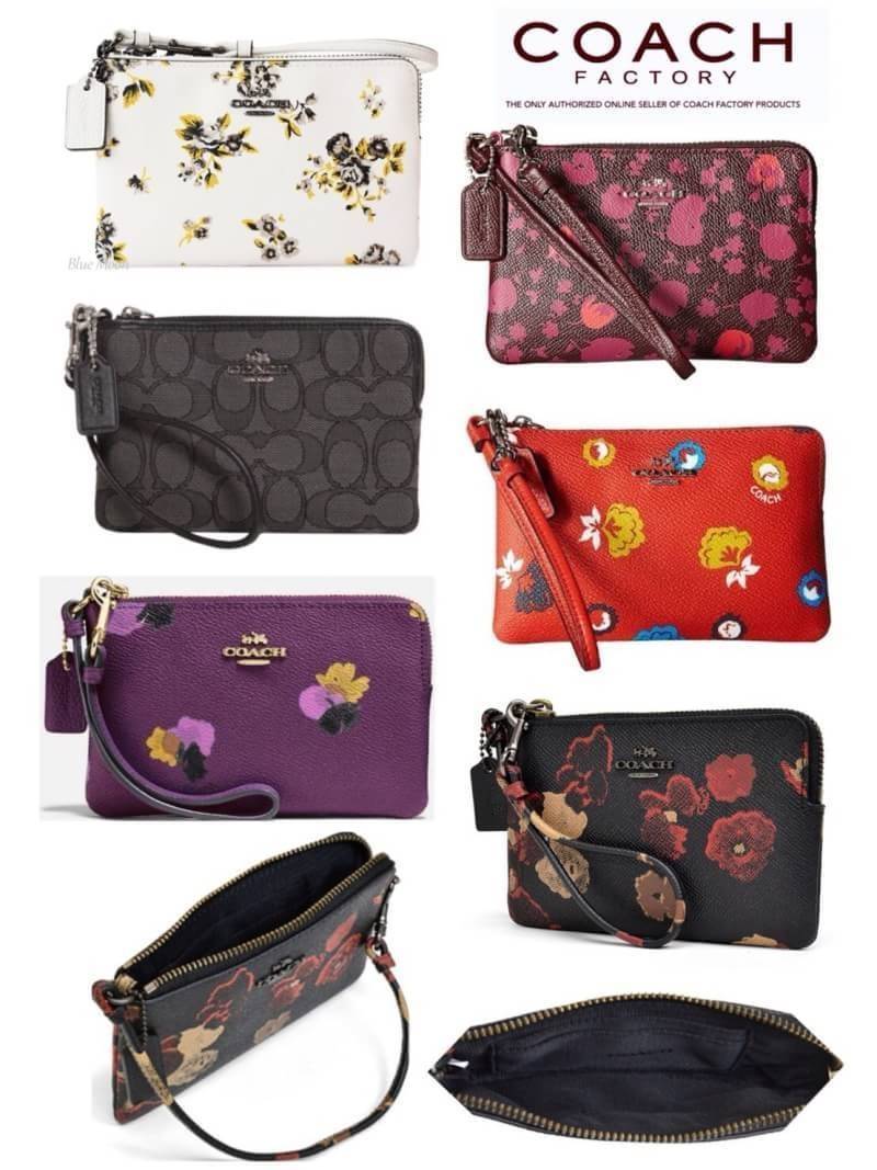 COACH FACTORY OUTLET ZIP WRISTLET Don't miss! กระเป๋าคล้องข้อมือ ขนาดกำลังจ่ารัก ลายสวย วัสดุหนังพิมพ์ลายดอก พร้อมสายคล้องข้อมือ ด้านหน้า ประดับโลโก้แบรนด์ เปิดปิดด้วยซิป ภายในมีช่องใส่บัตร ใส่มือถือได้ทุกรุ่น, ธนบัตร เหรียญ ของจุกจิกได้ จะมอบ เป็นขอ